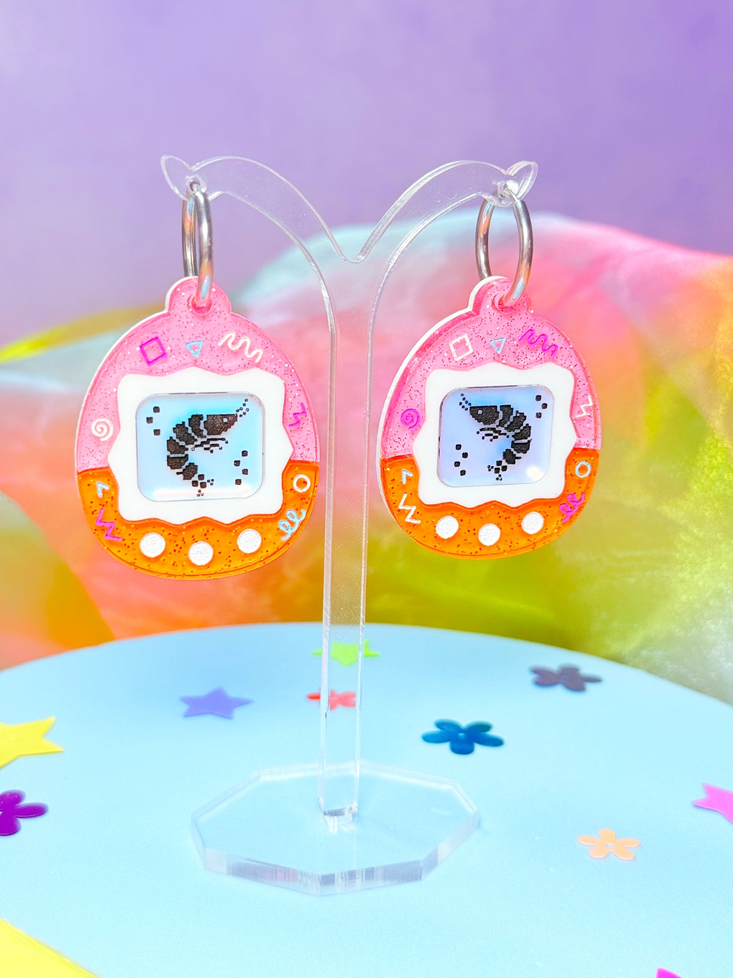 Virtual Pet Shrimp Acrylic Earrings