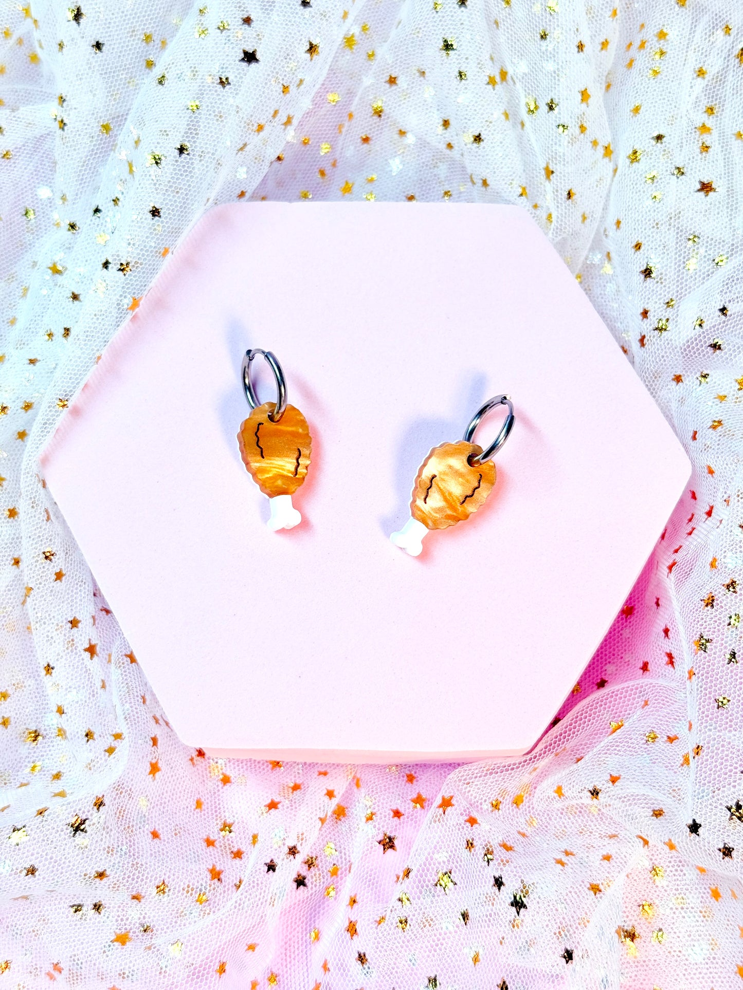 Mini Fried Chicken Acrylic Earrings