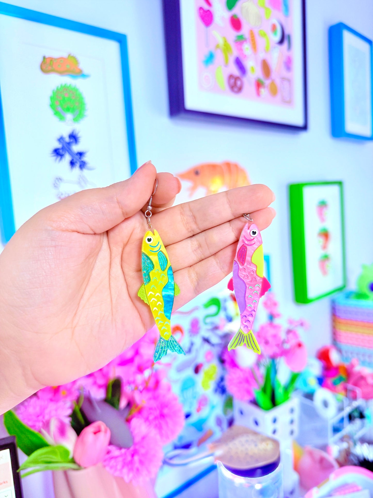 Funky Fish, Acrylic Earrings