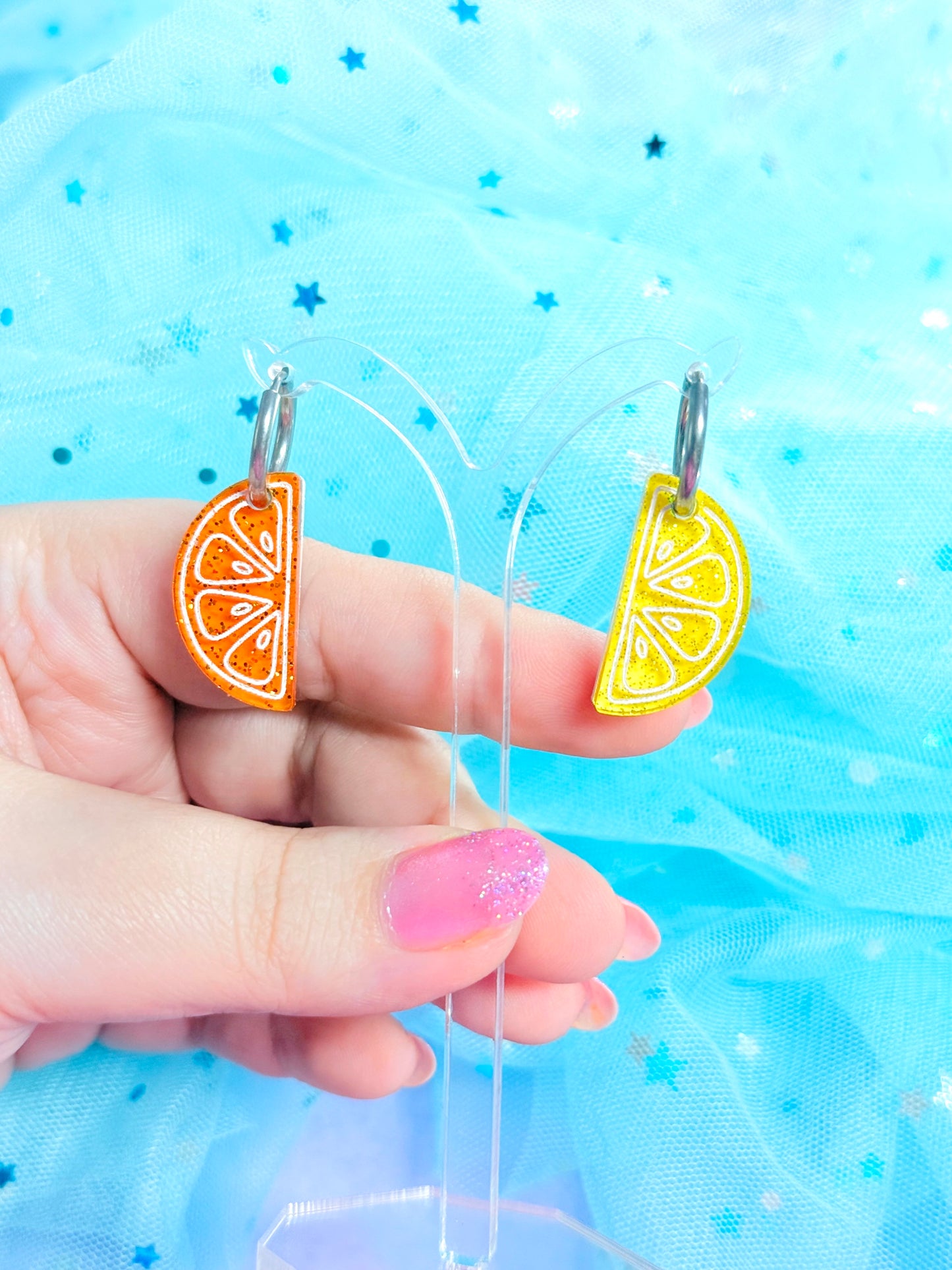 Mini Citrus Slice Acrylic Earrings