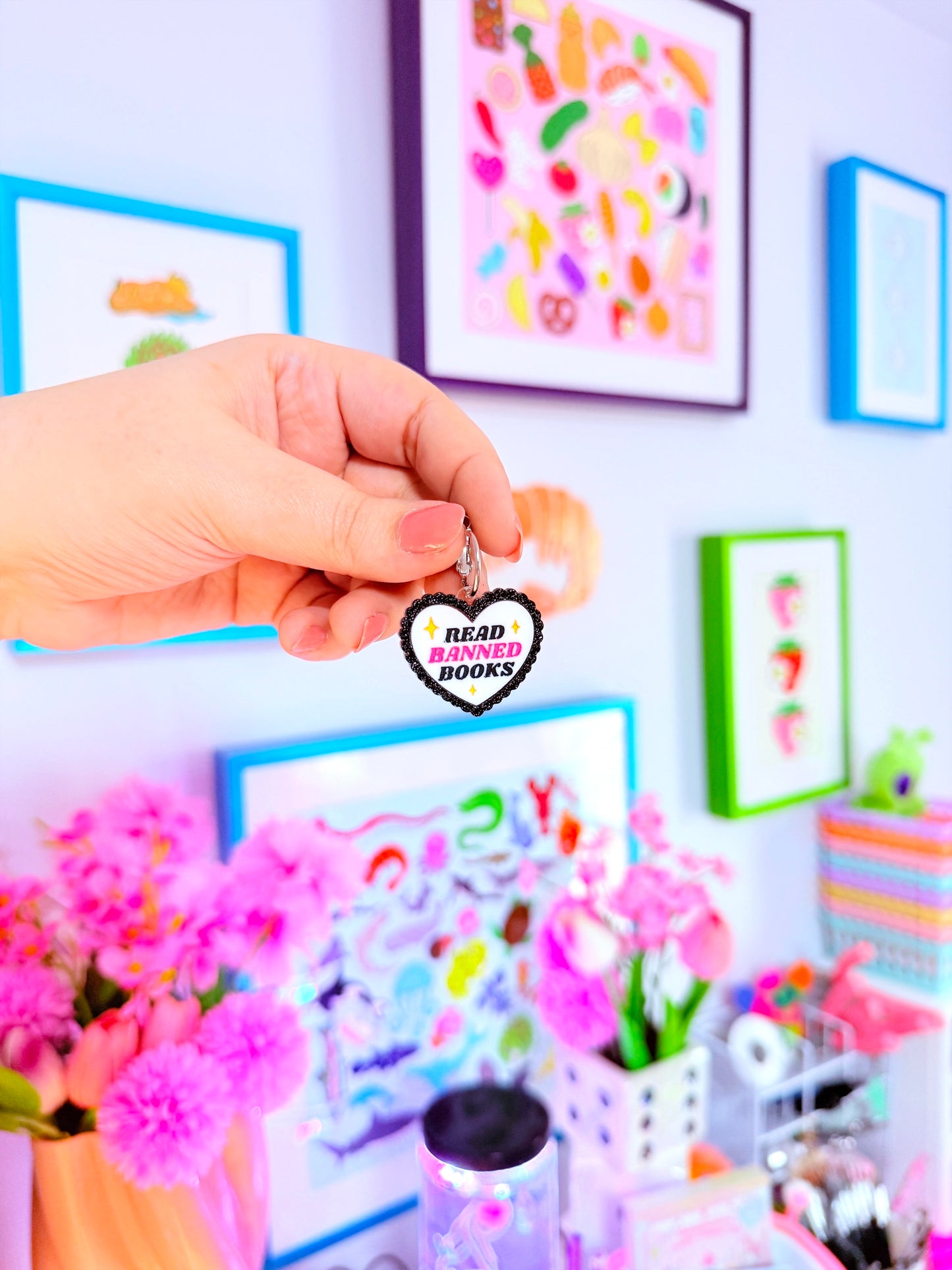 Read Banned Books, Mini Bookish Heart Earrings