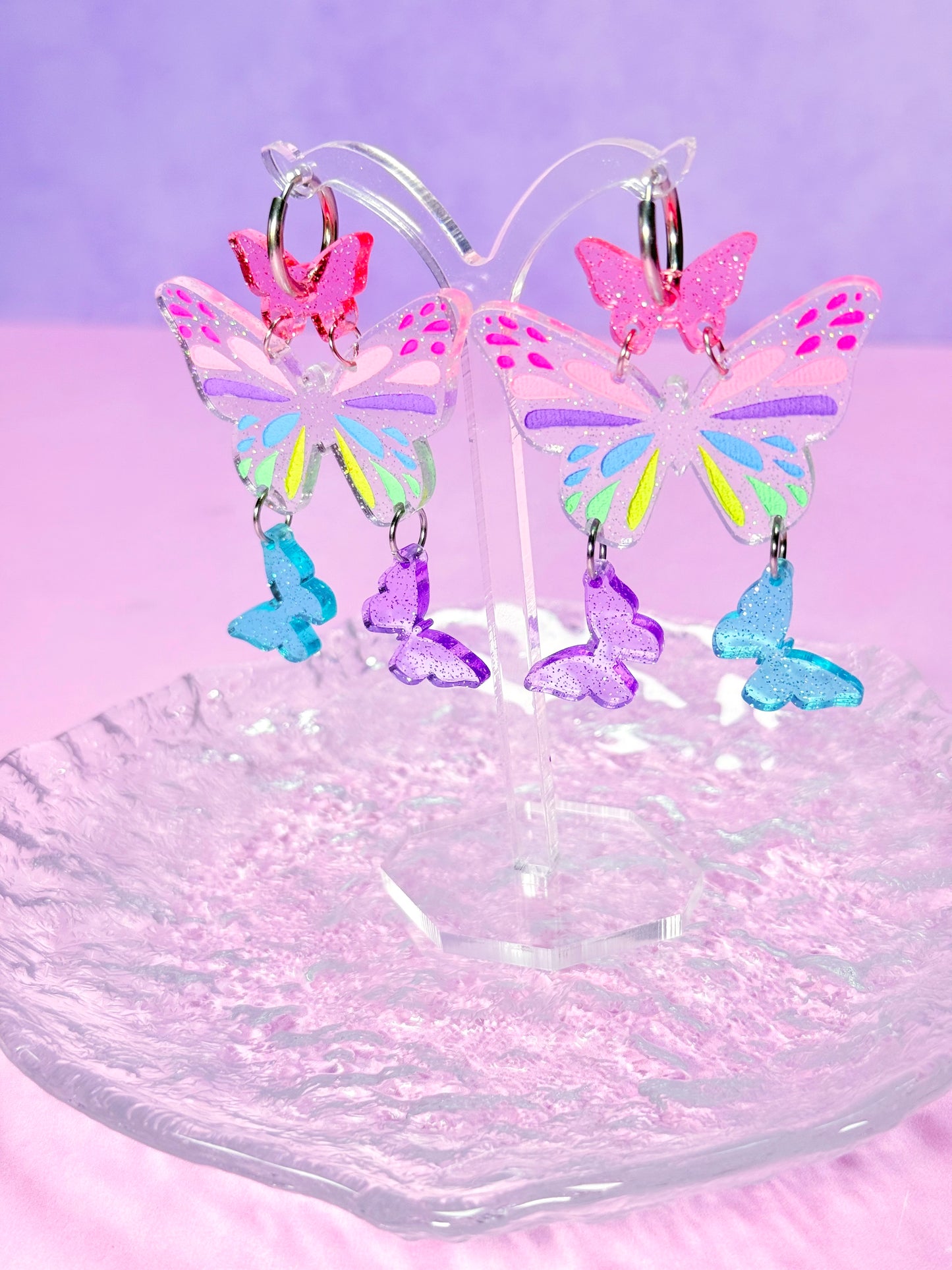Pastel Jelly Butterfly Acrylic Earrings