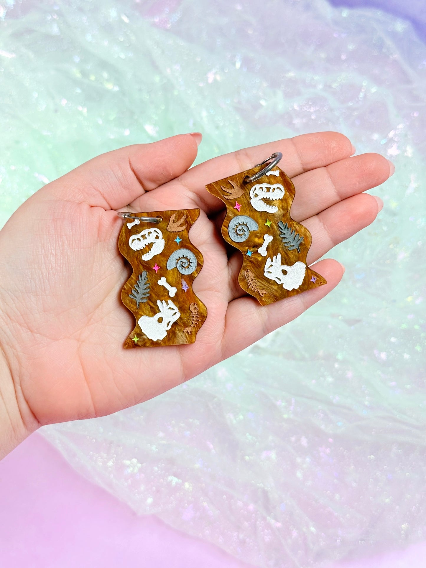 Funky Fossil Slab Acrylic Earrings