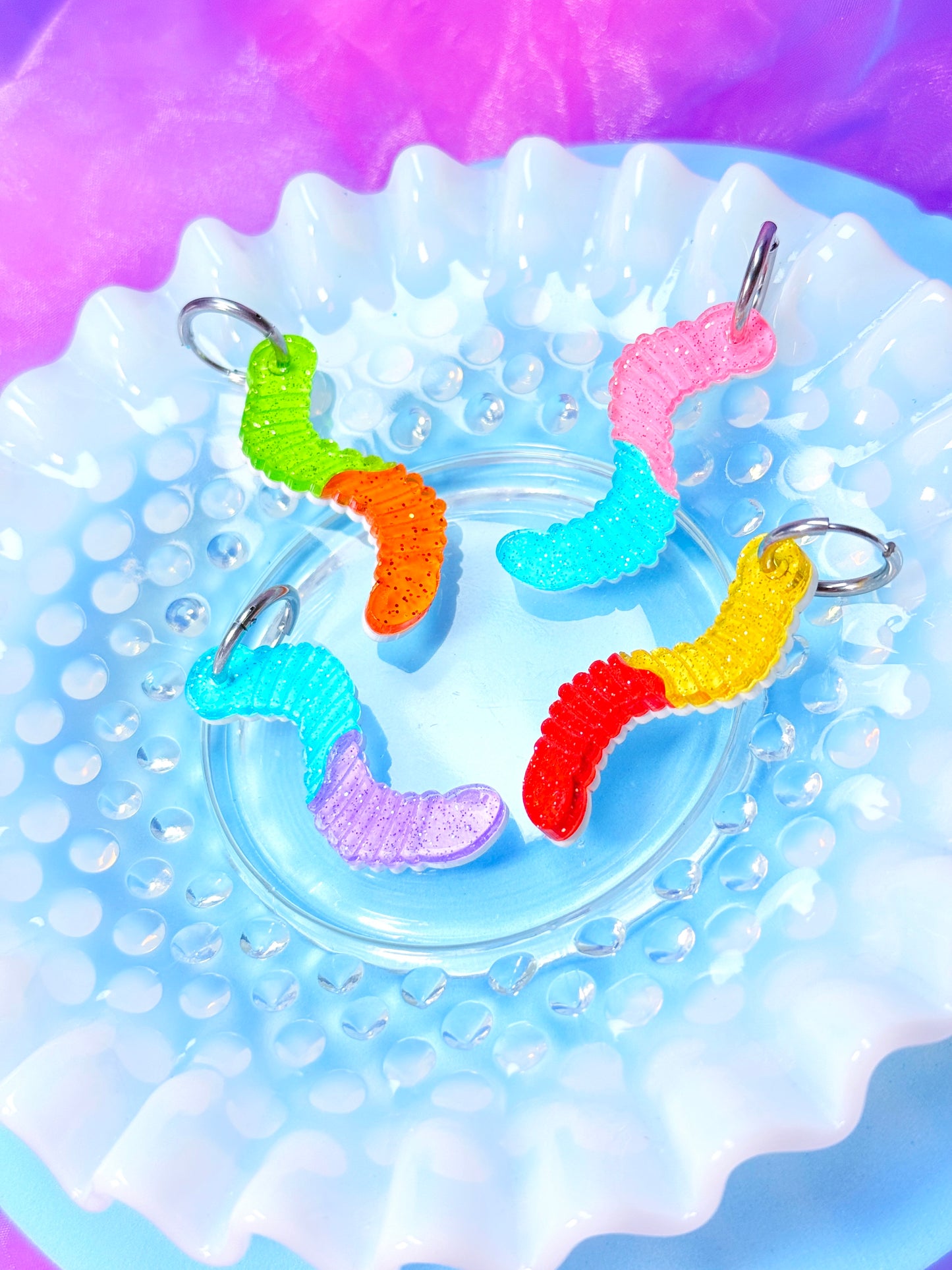Gummy Worm Acrylic Earrings