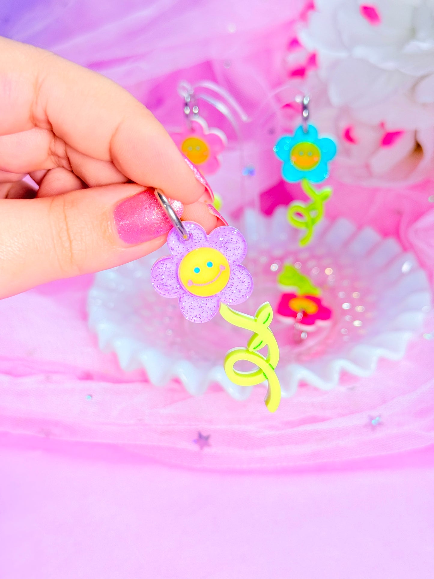 Bendy Flower Acrylic Earrings