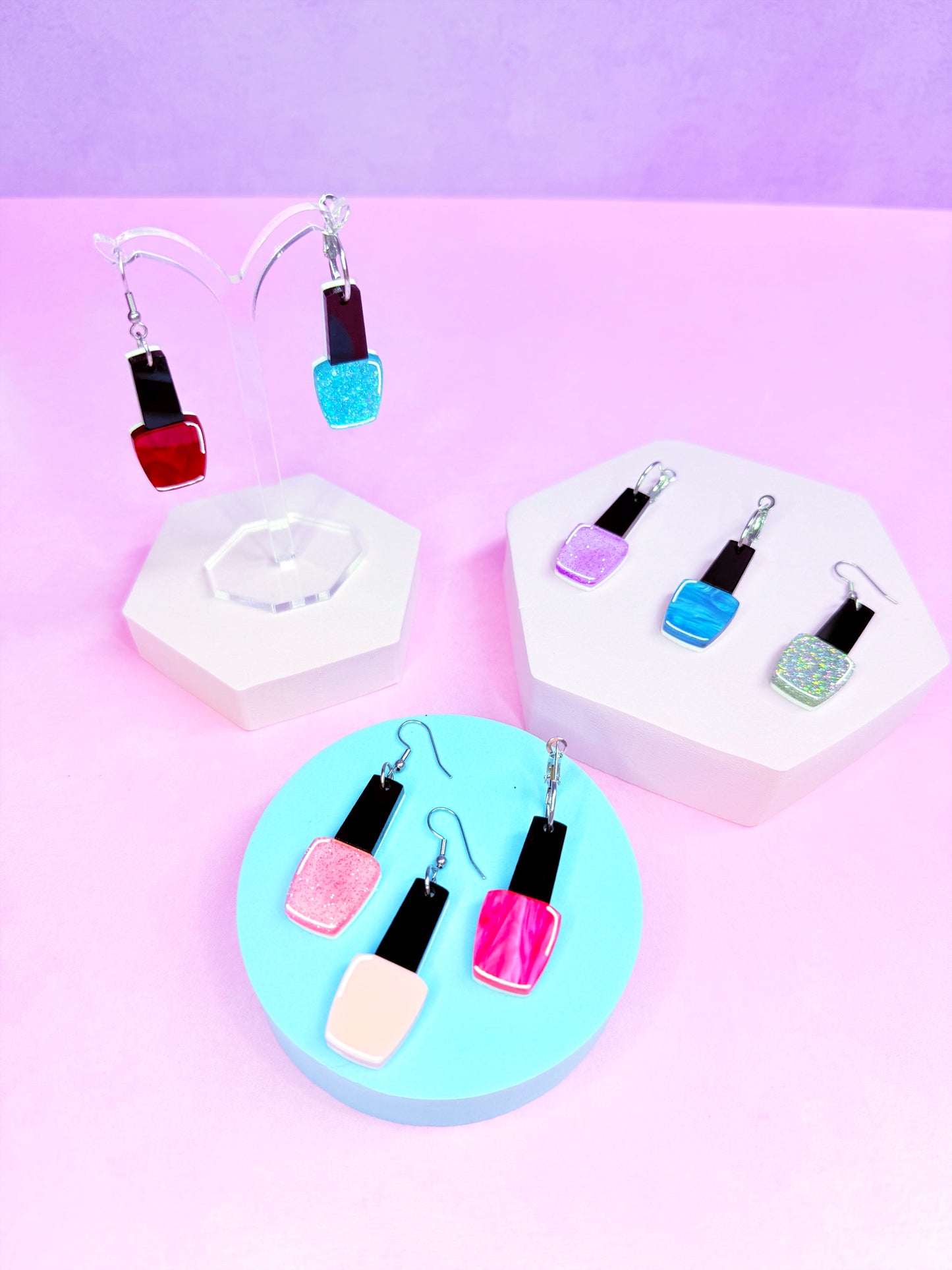 Nail Polish Acrylic Earrings