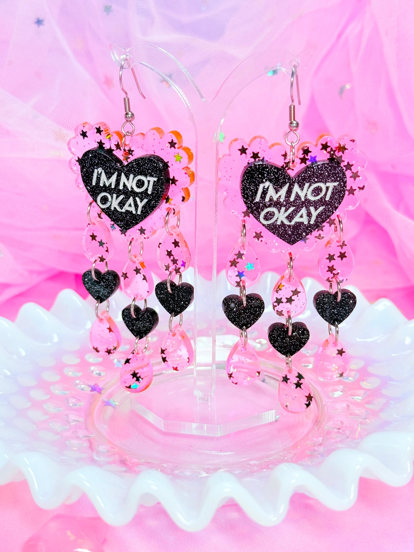 I'm Not Okay, Acrylic Earrings
