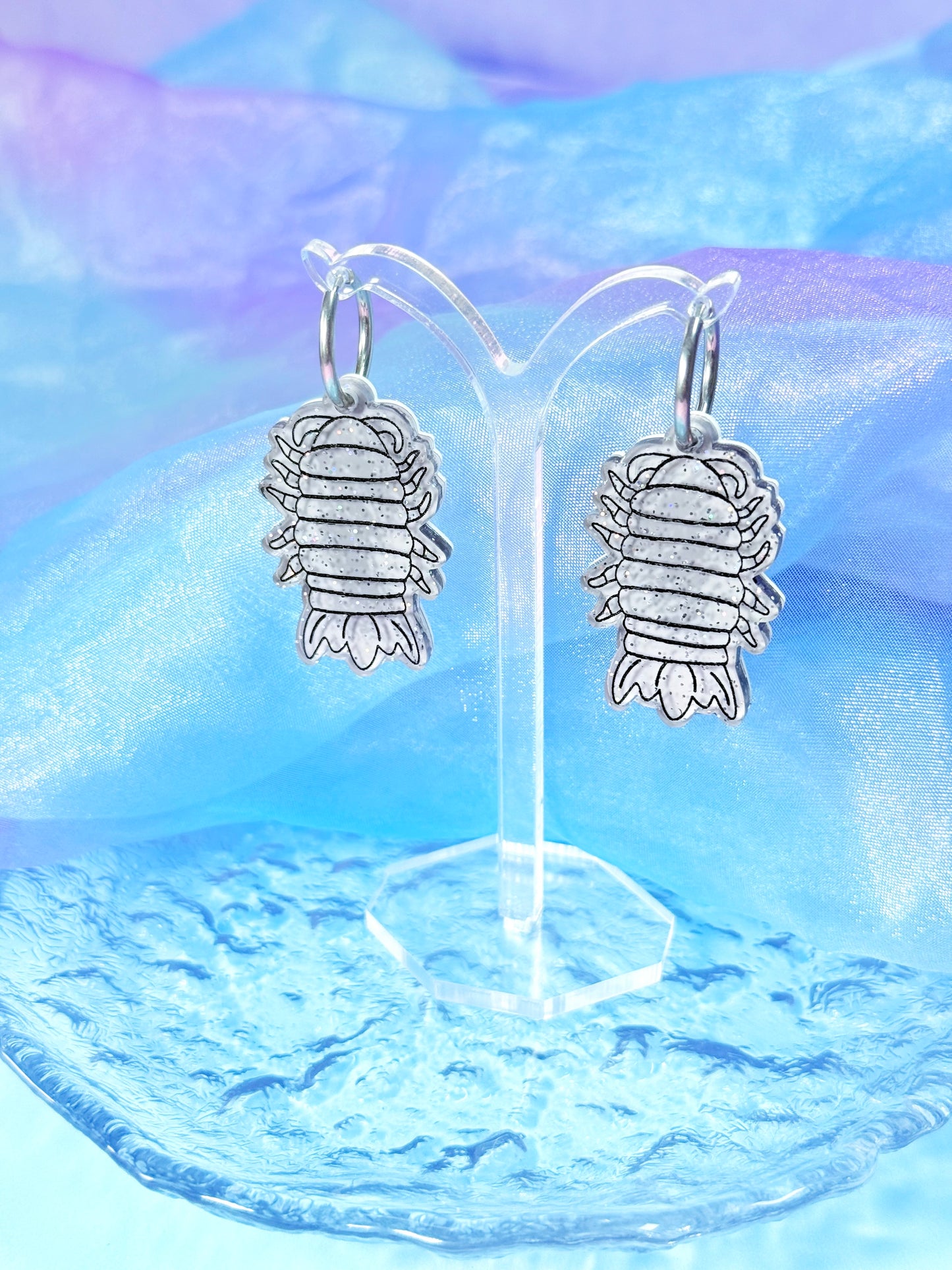 Giant Isopod Acrylic Earrings