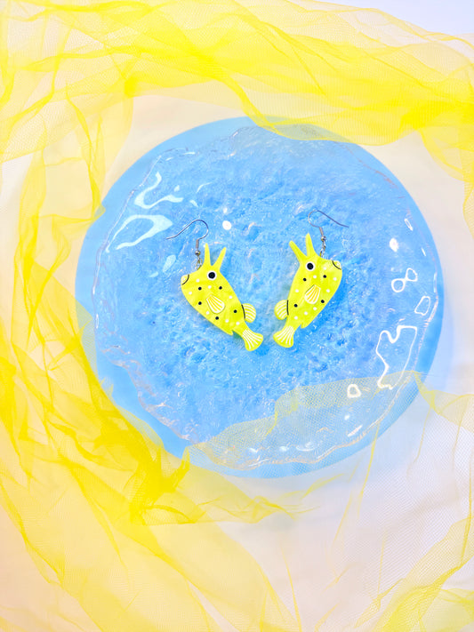 Longhorn Cowfish Acrylic Earrings