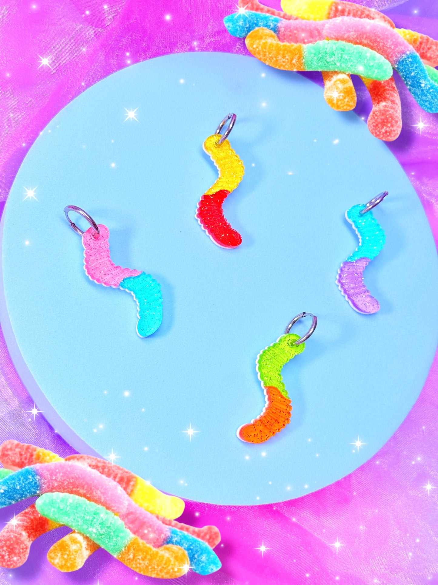 Gummy Worm Acrylic Earrings