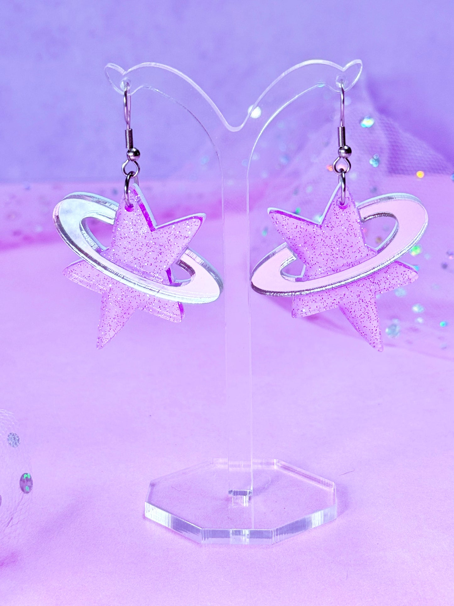 Y2K Cosmic Star Acrylic Earrings (Purple)