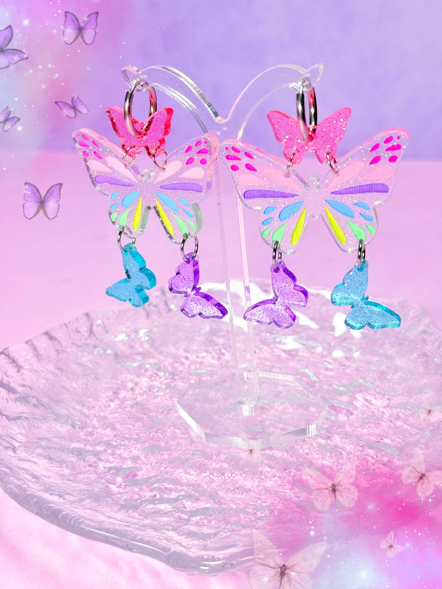 Pastel Jelly Butterfly Acrylic Earrings