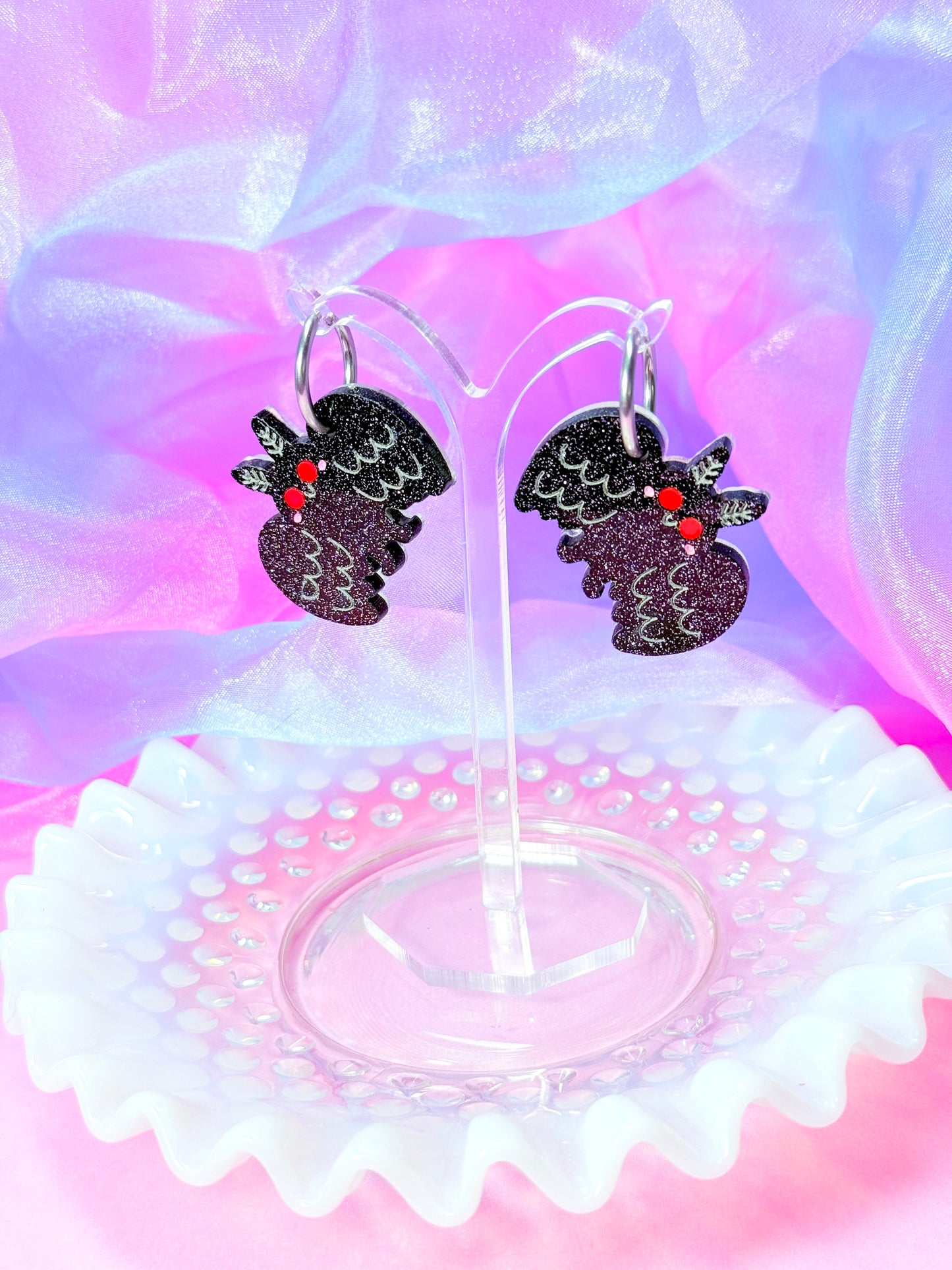 Mothman Cutie, Acrylic Earrings