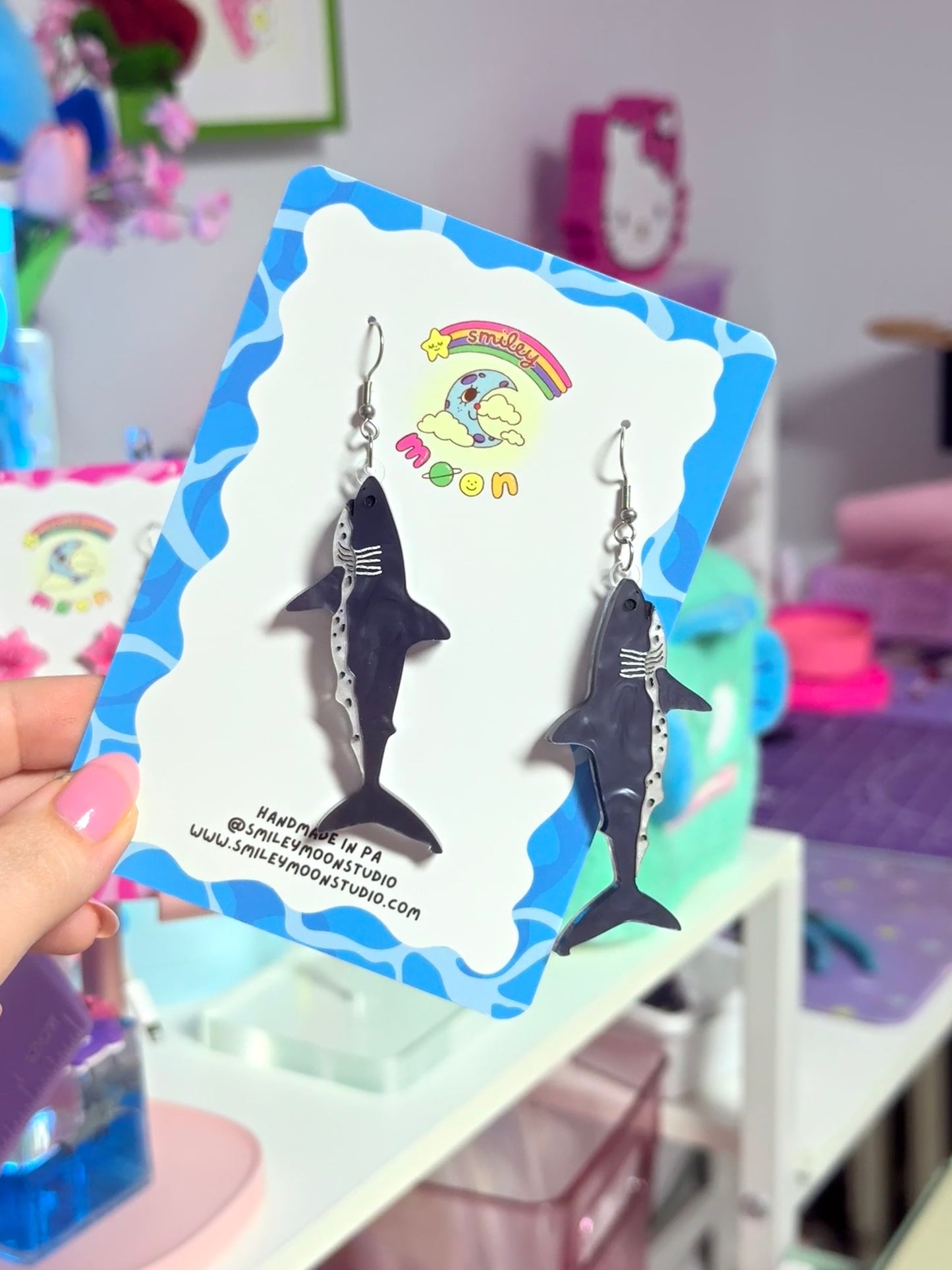 Salmon Shark Acrylic Earrings