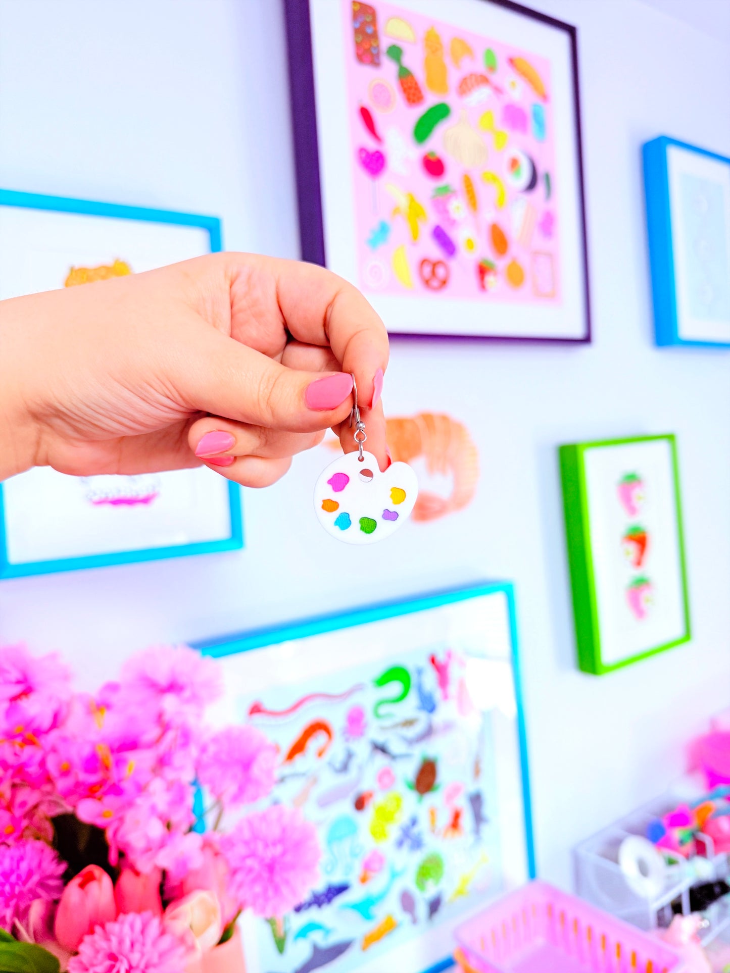Paint Palette Acrylic Earrings