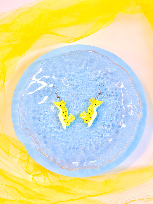 Sea Lemon Nudibranch, Sea Slug Acrylic Earrings