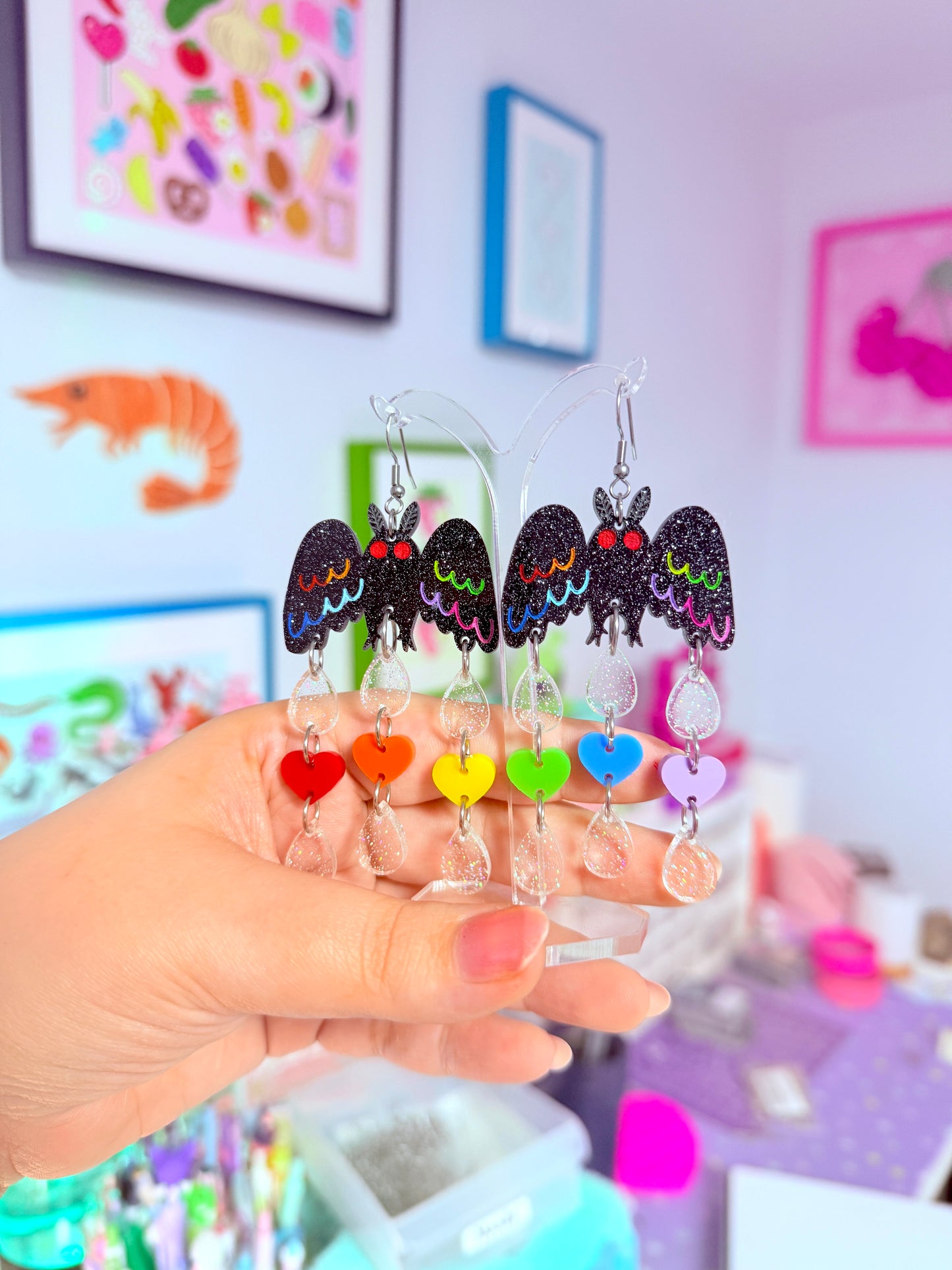 Pride Mothman Acrylic Earrings