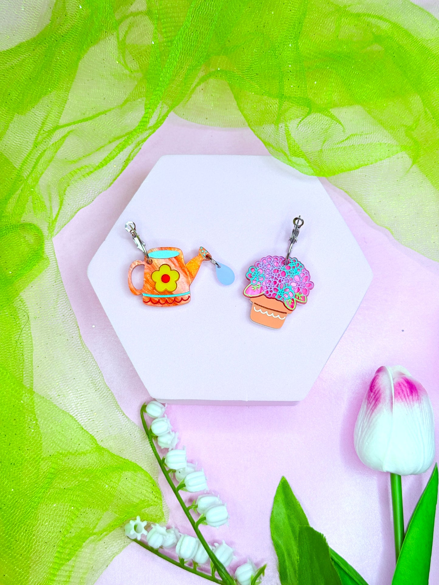 Whimsical Gardening Acrylic Earrings (V2)
