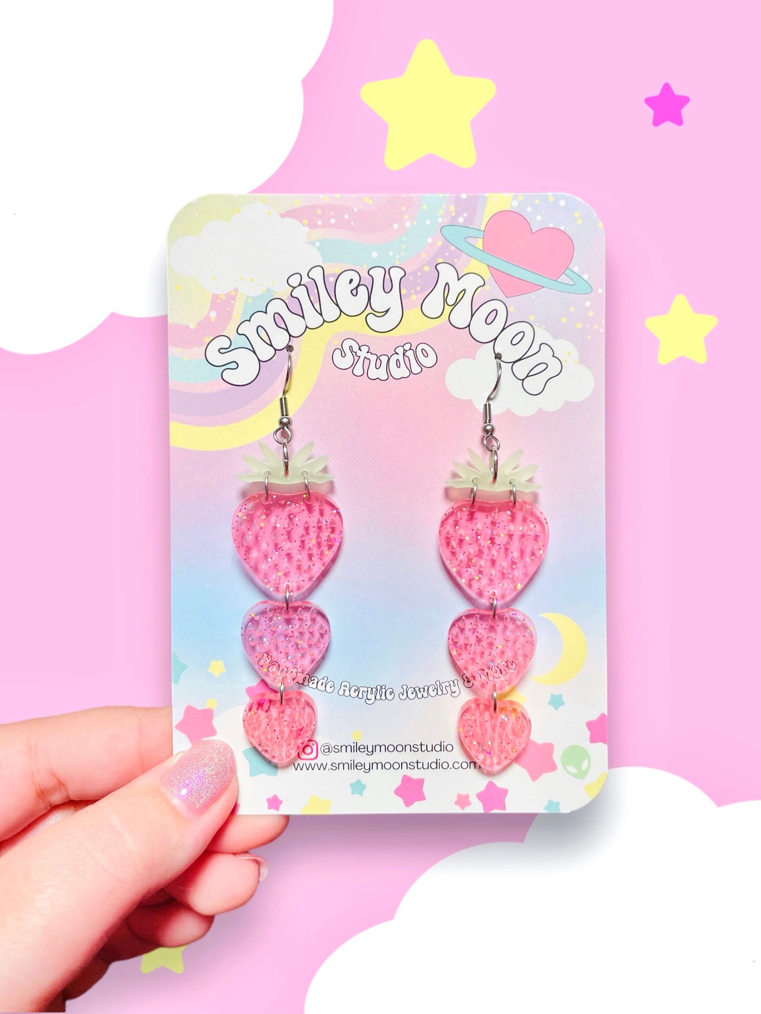 Strawberry Kisses Acrylic Earrings