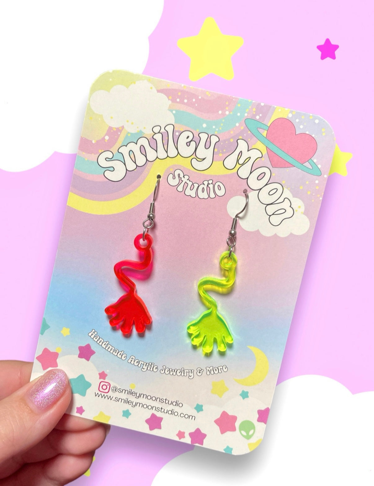 Sticky Hands Acrylic Earrings