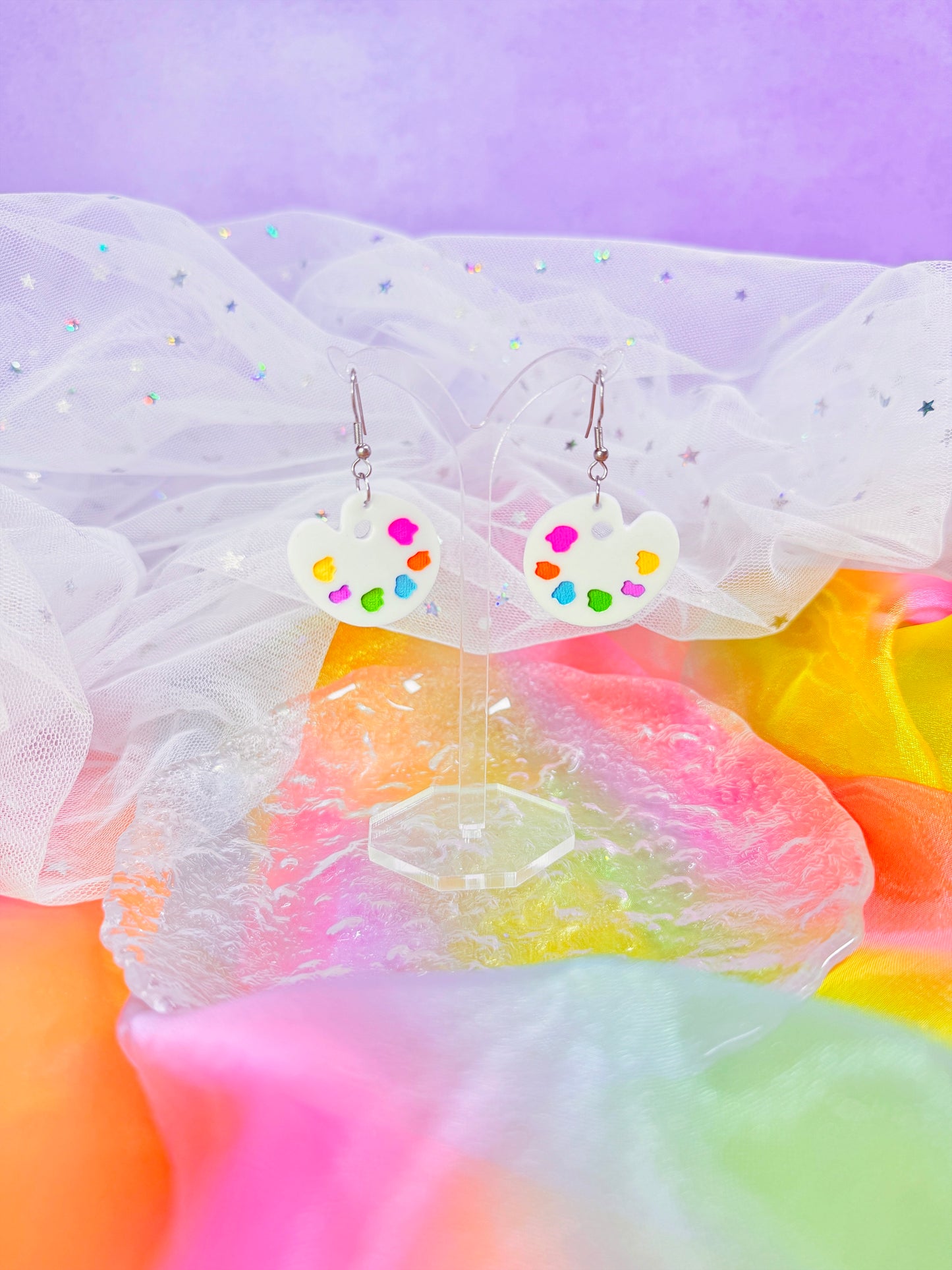 Paint Palette Acrylic Earrings