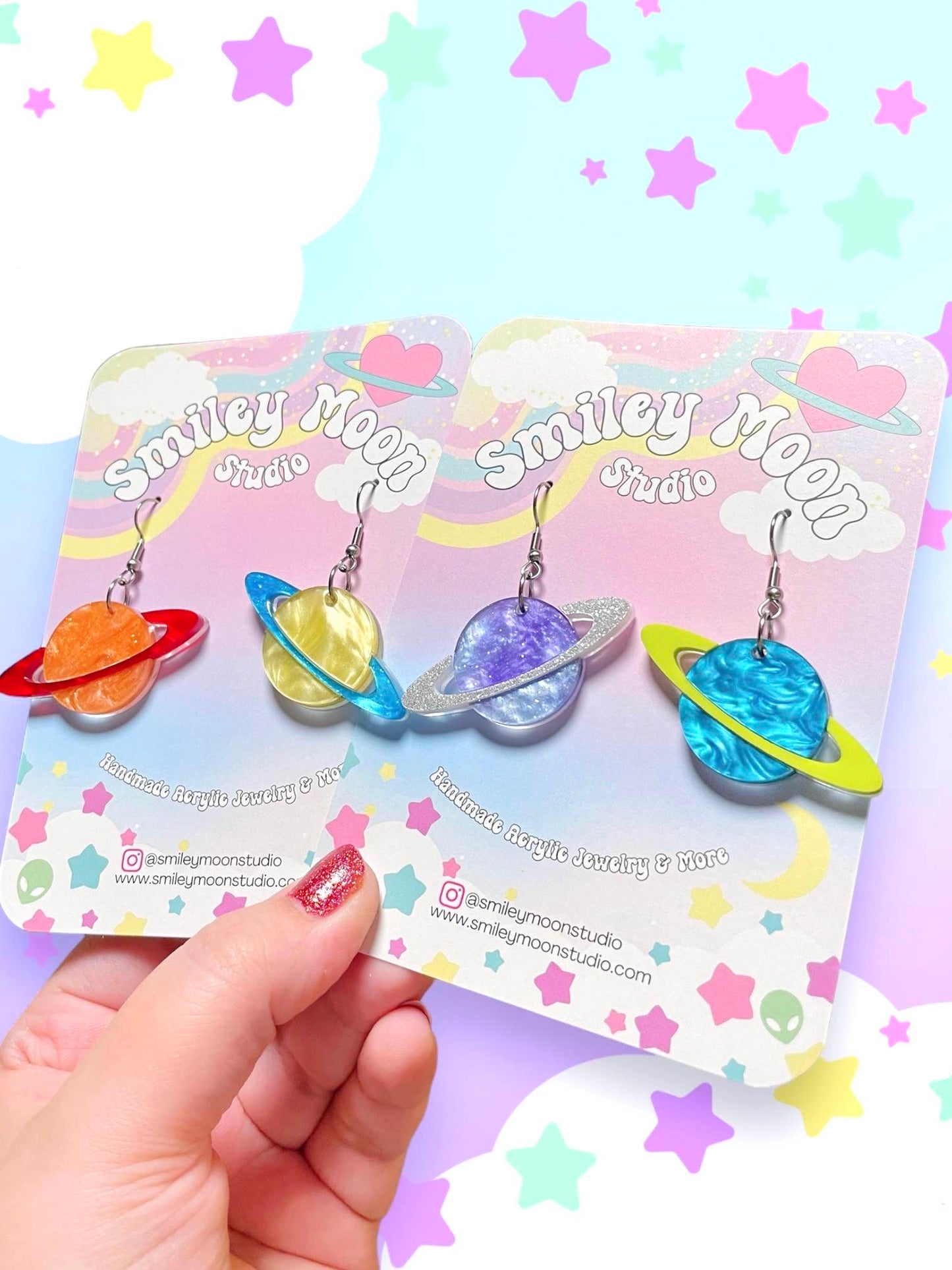 Planet Acrylic Earrings