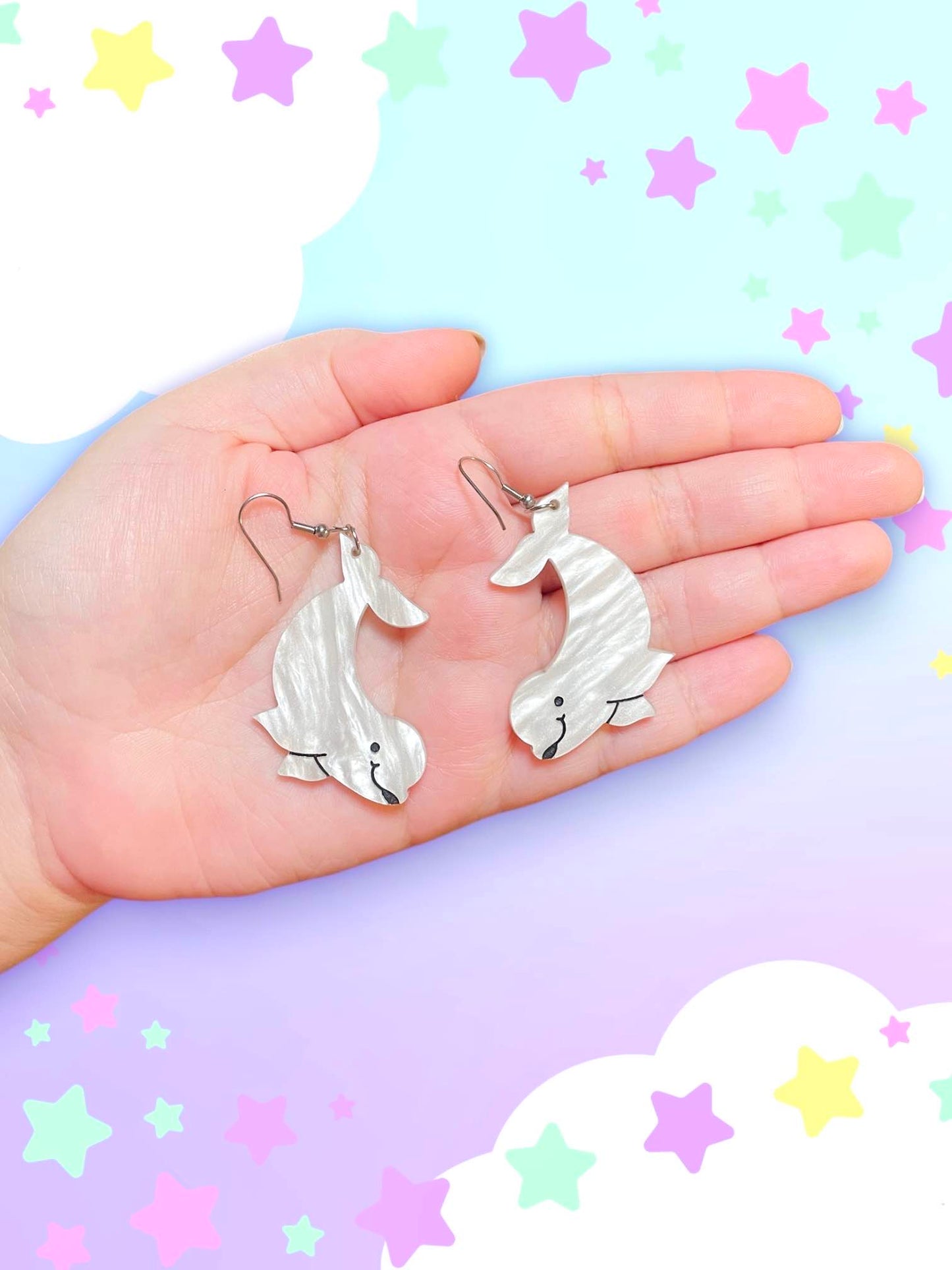 Beluga Whale Acrylic Earrings
