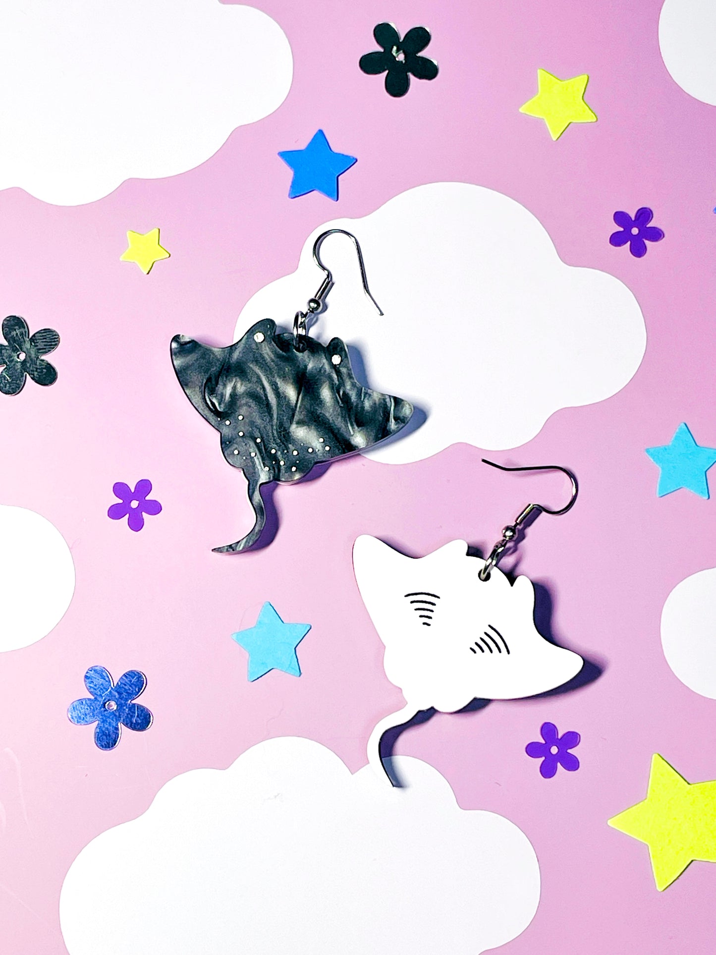 Manta Ray Acrylic Earrings