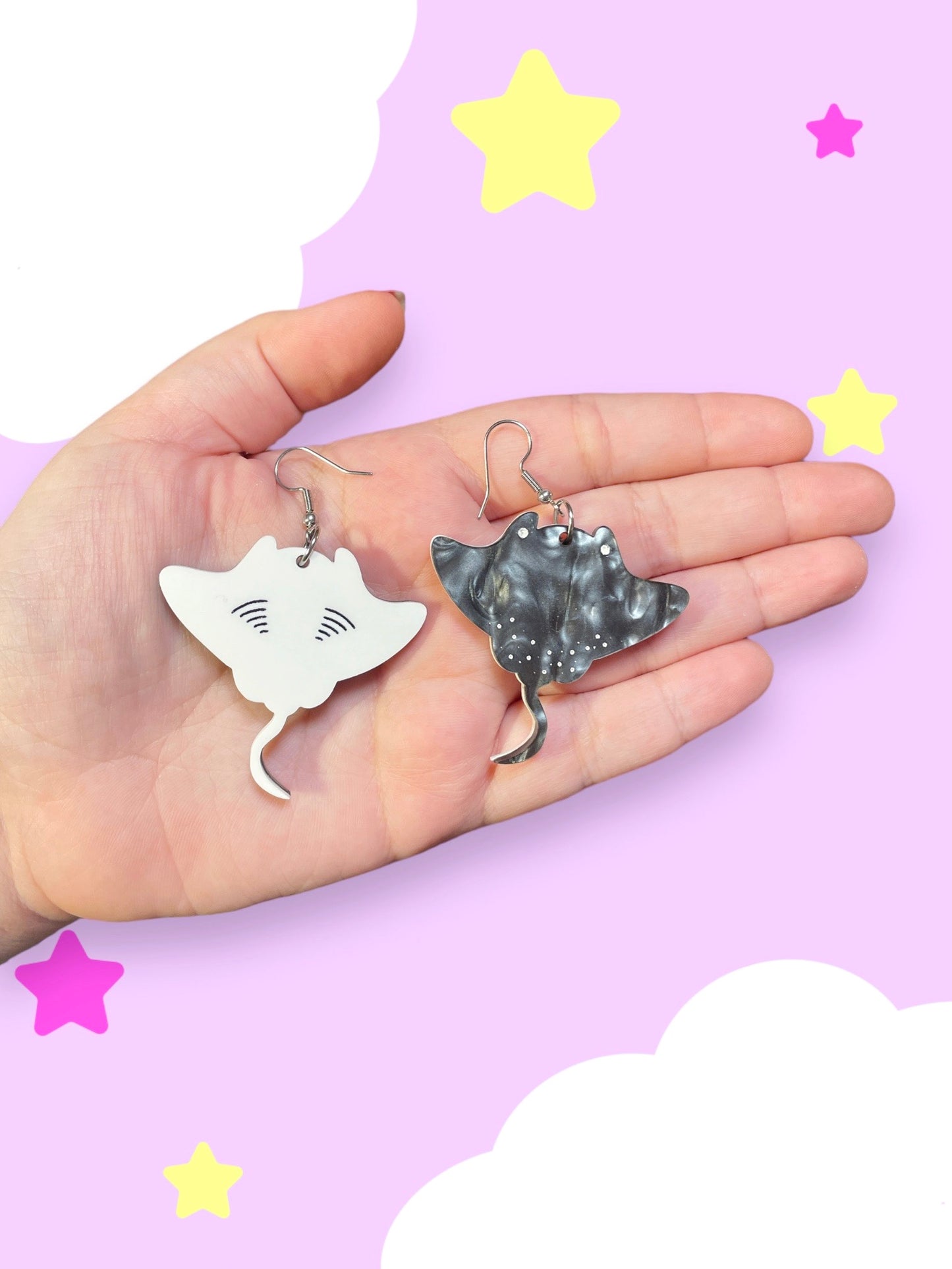 Manta Ray Acrylic Earrings