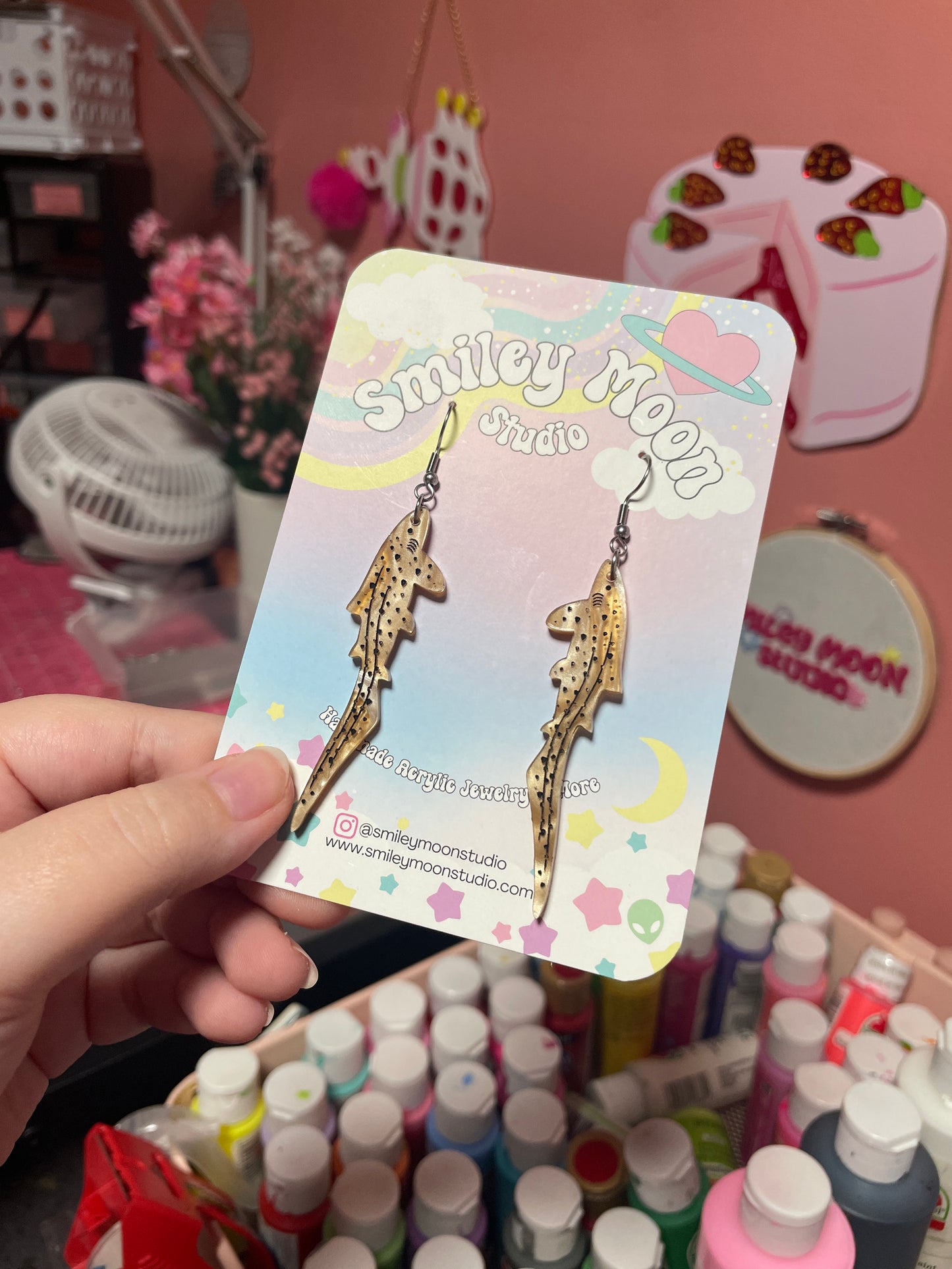 Zebra Shark Acrylic Earrings
