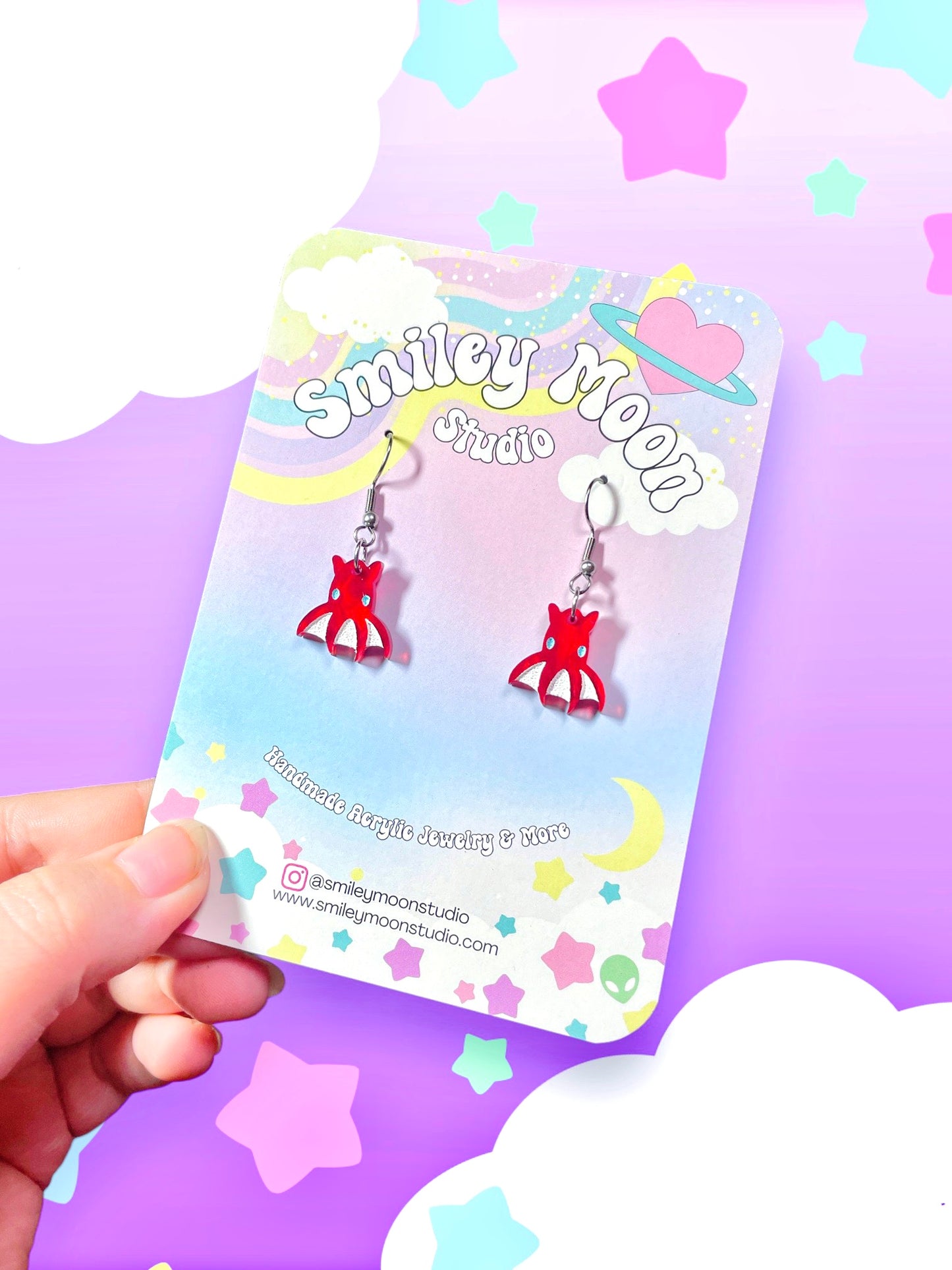 Mini Vampire Squid, Acrylic Earrings