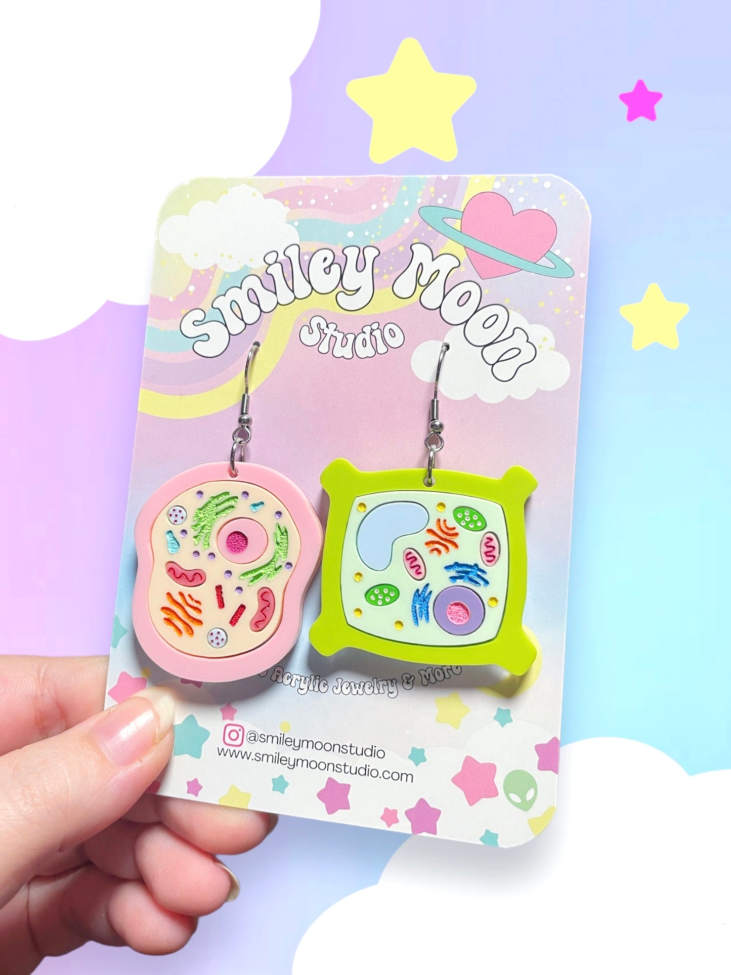 Plant and Animal Cell, Acrylic Earrings