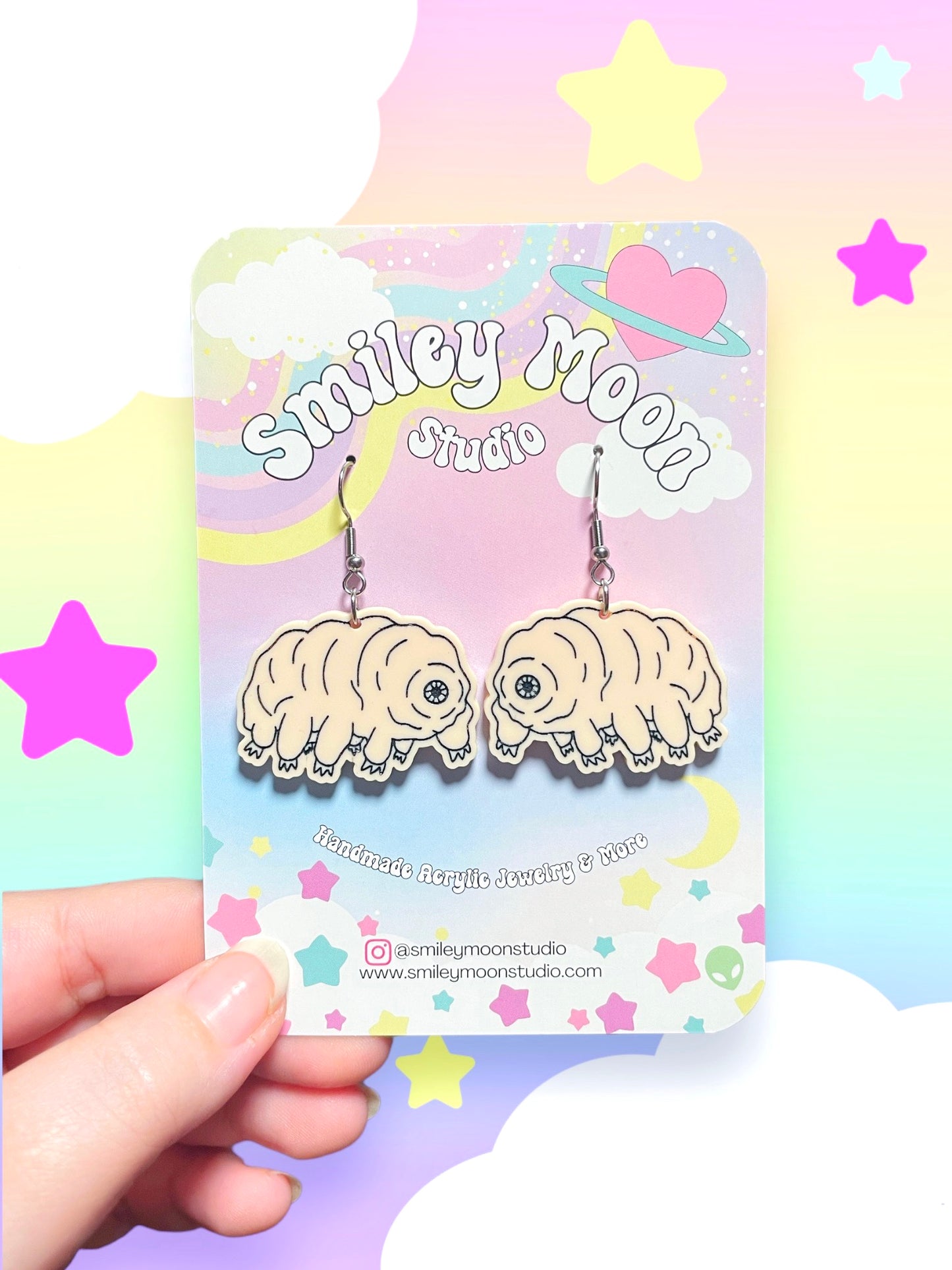Tardigrade, "Water Bear" Acrylic Earrings
