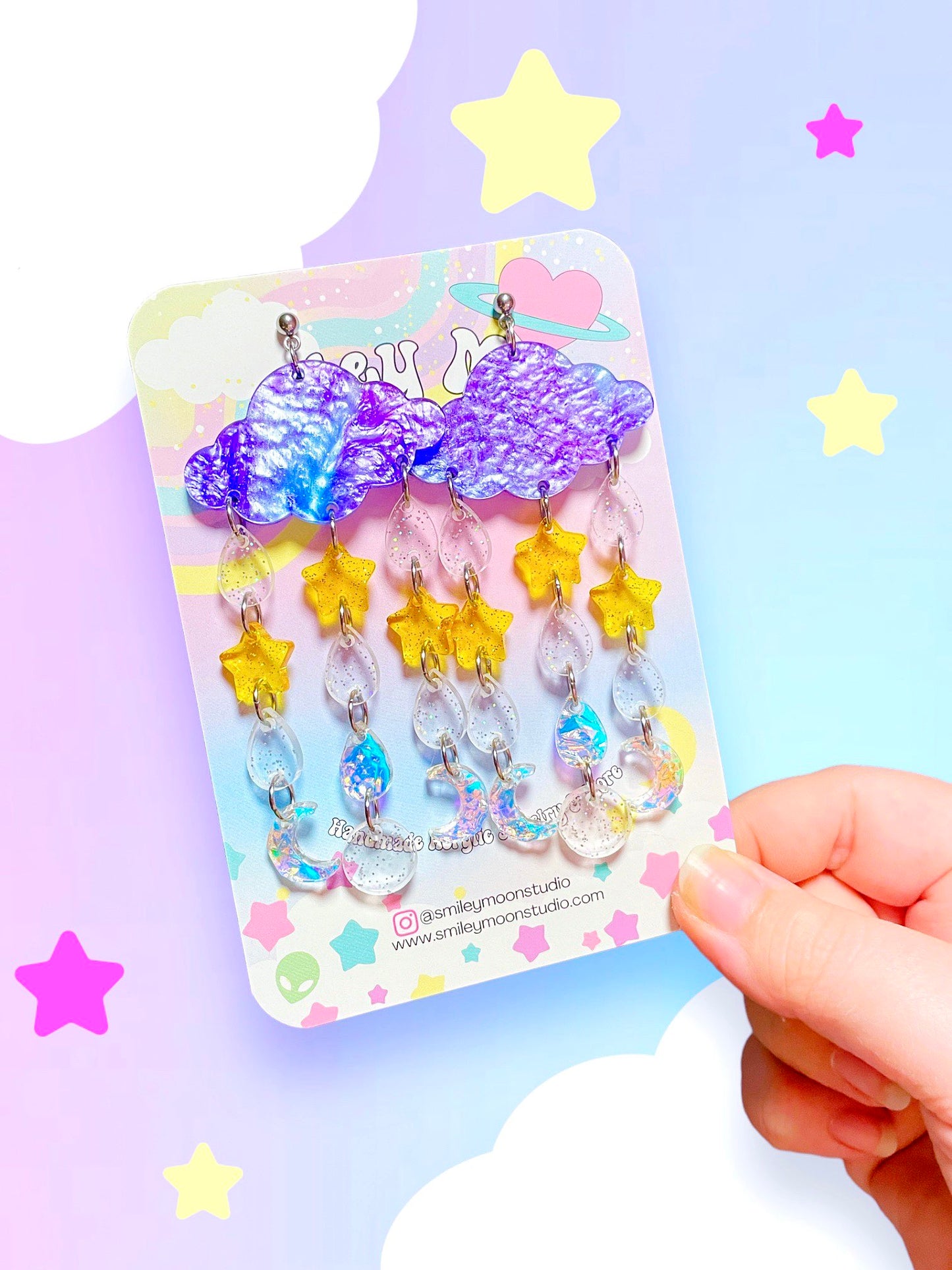Celestial Clouds, Acrylic Earrings