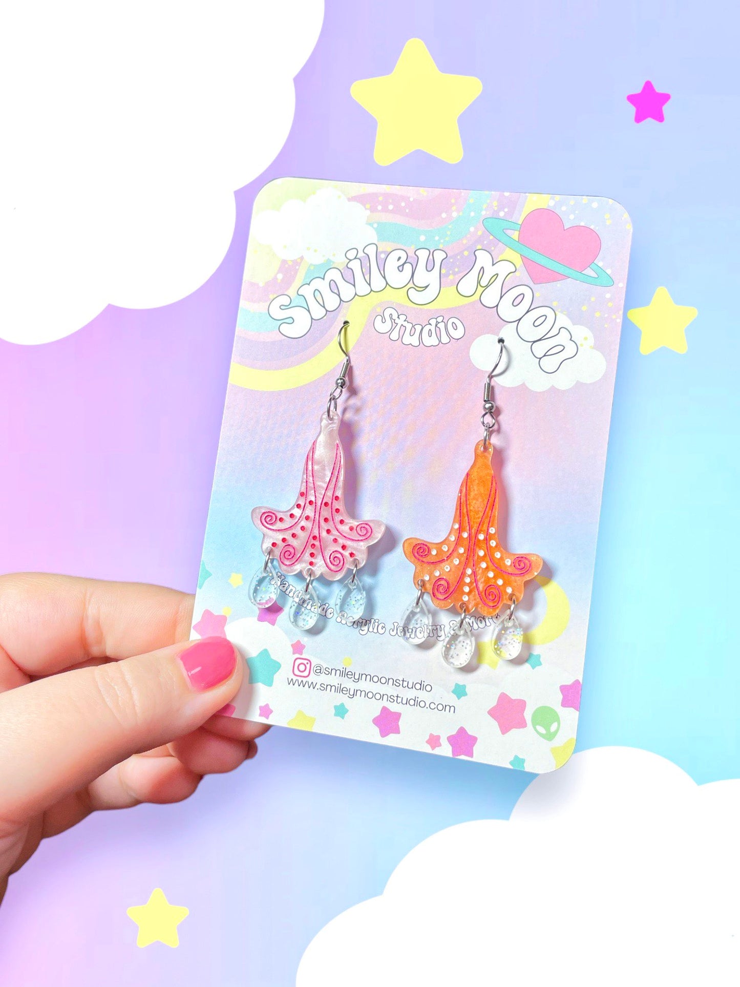 Whimsical Bell Flowers, Acrylic Earrings