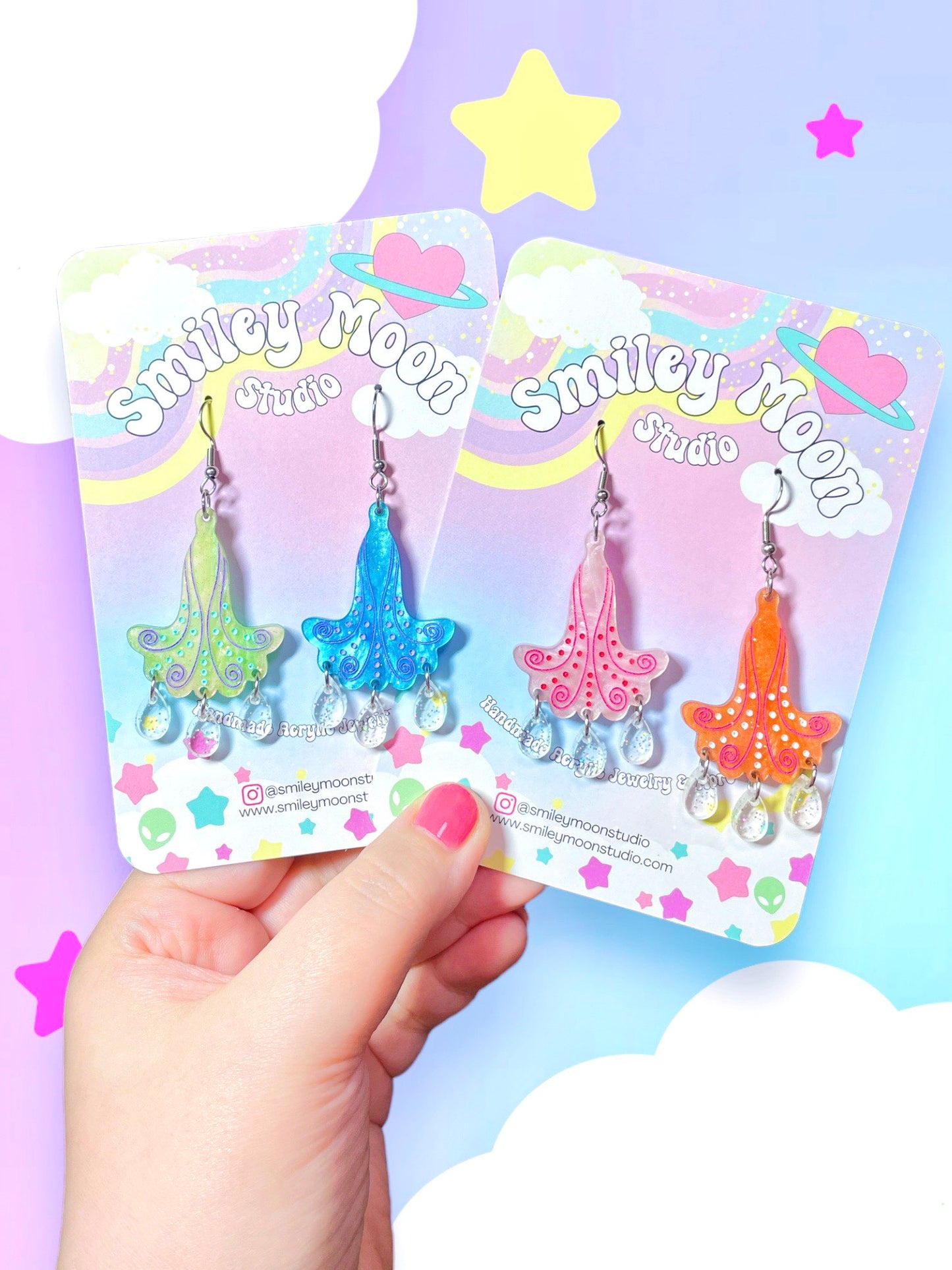 Whimsical Bell Flowers, Acrylic Earrings
