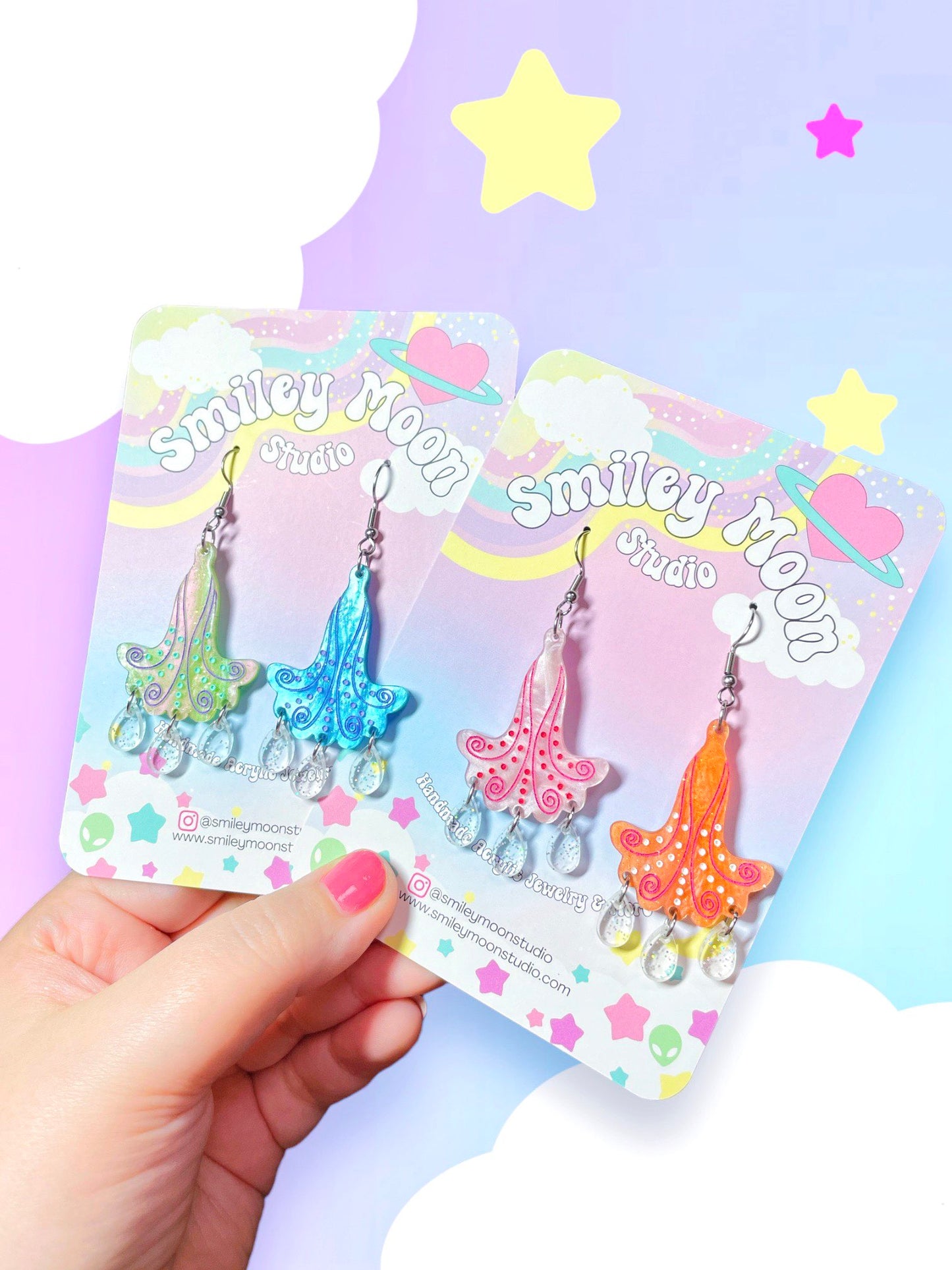 Whimsical Bell Flowers, Acrylic Earrings