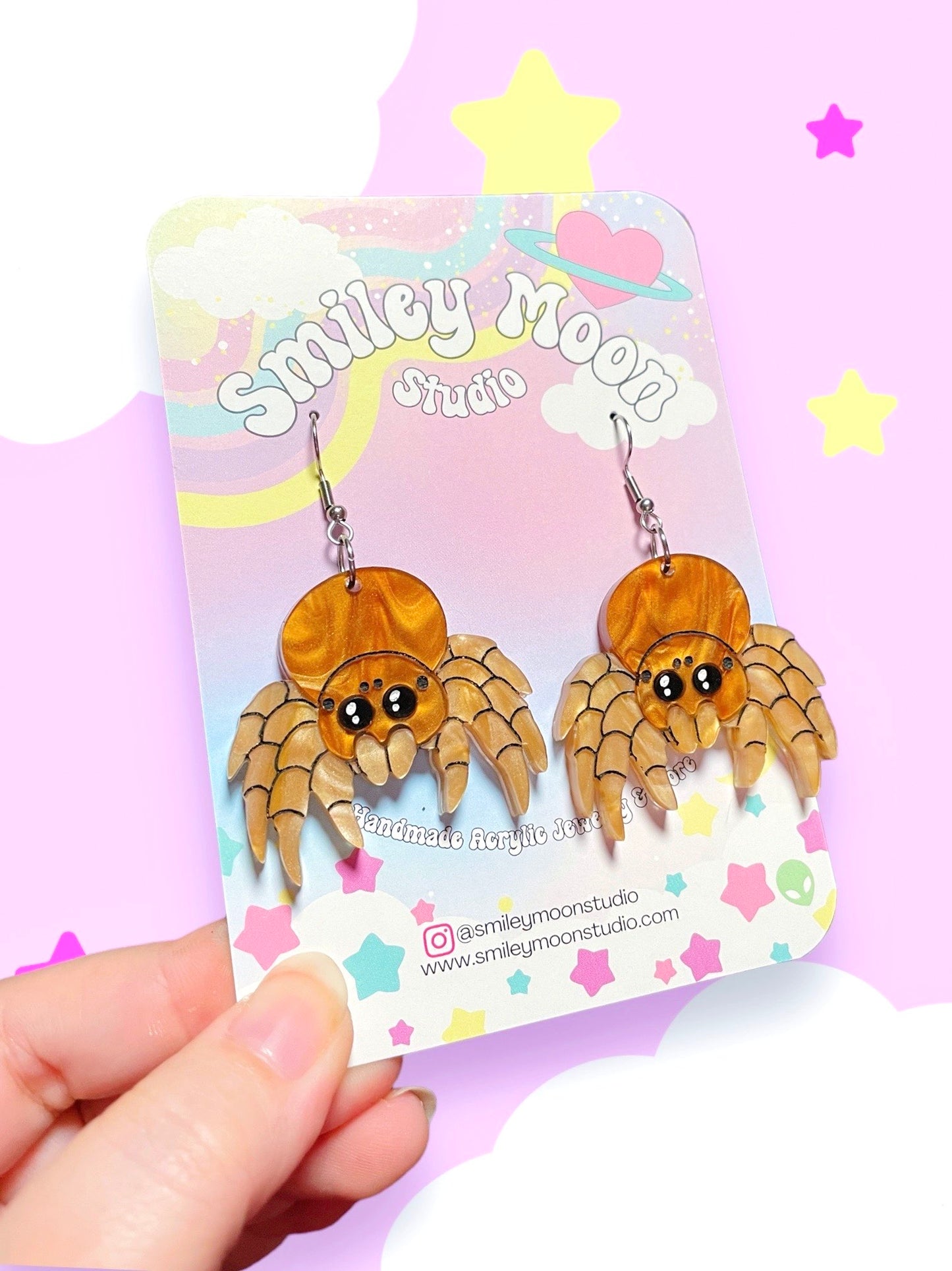 Jumping Spider Acrylic Earrings