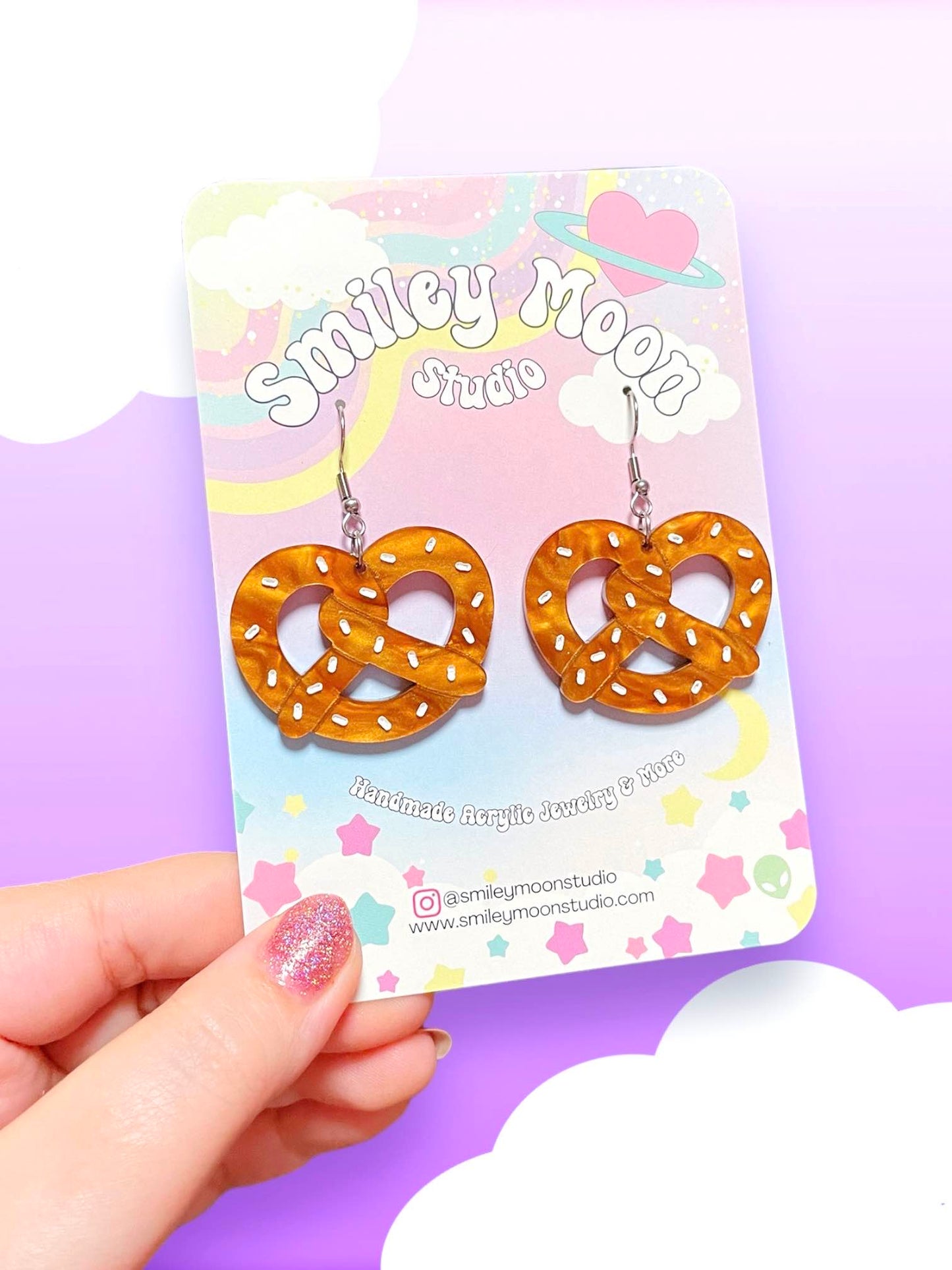 Soft Pretzel, Acrylic Earrings