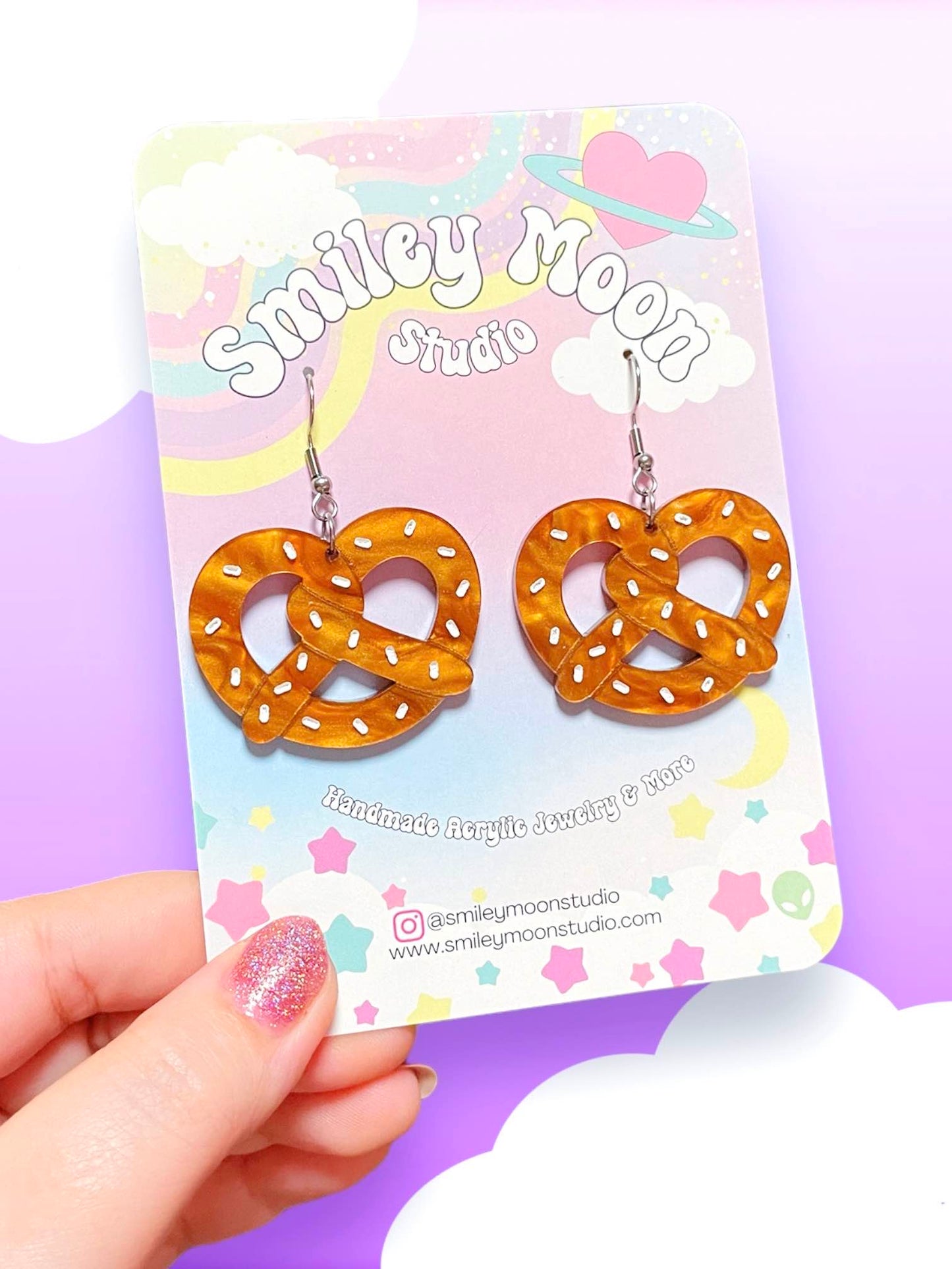 Soft Pretzel, Acrylic Earrings