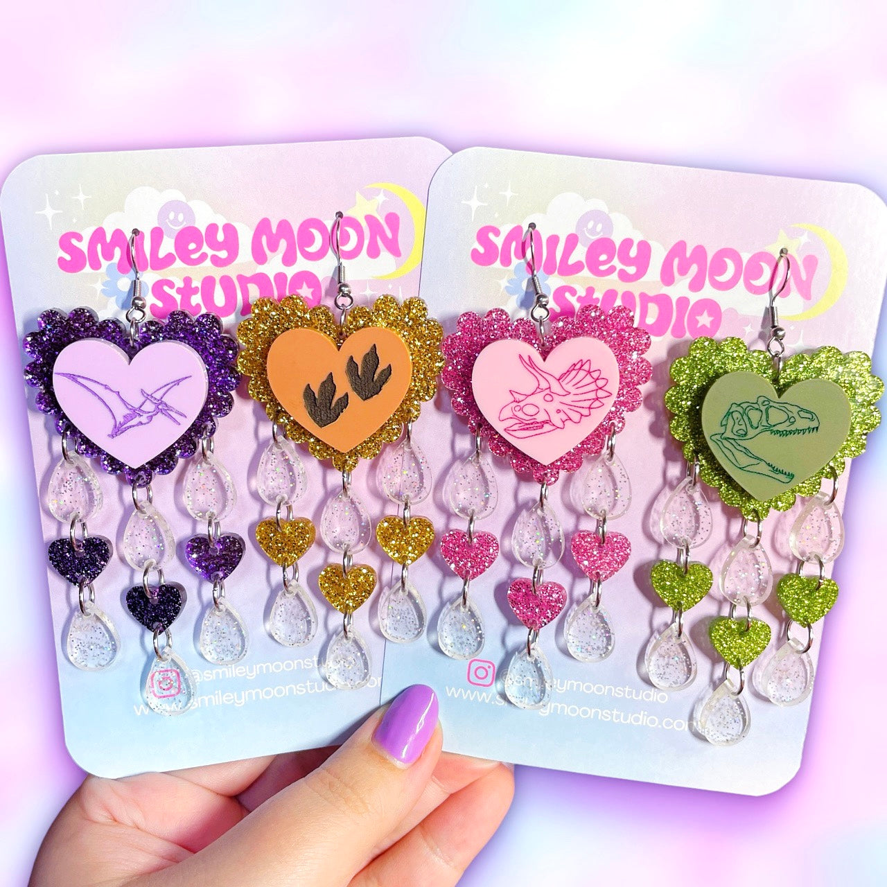 Dino Drops, Acrylic Earrings