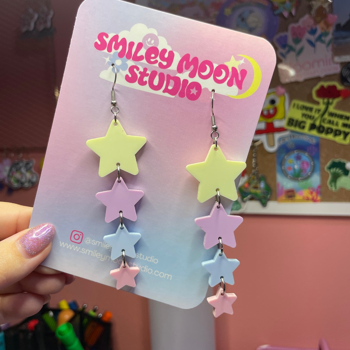 Pastel Candy Stars Acrylic Earrings