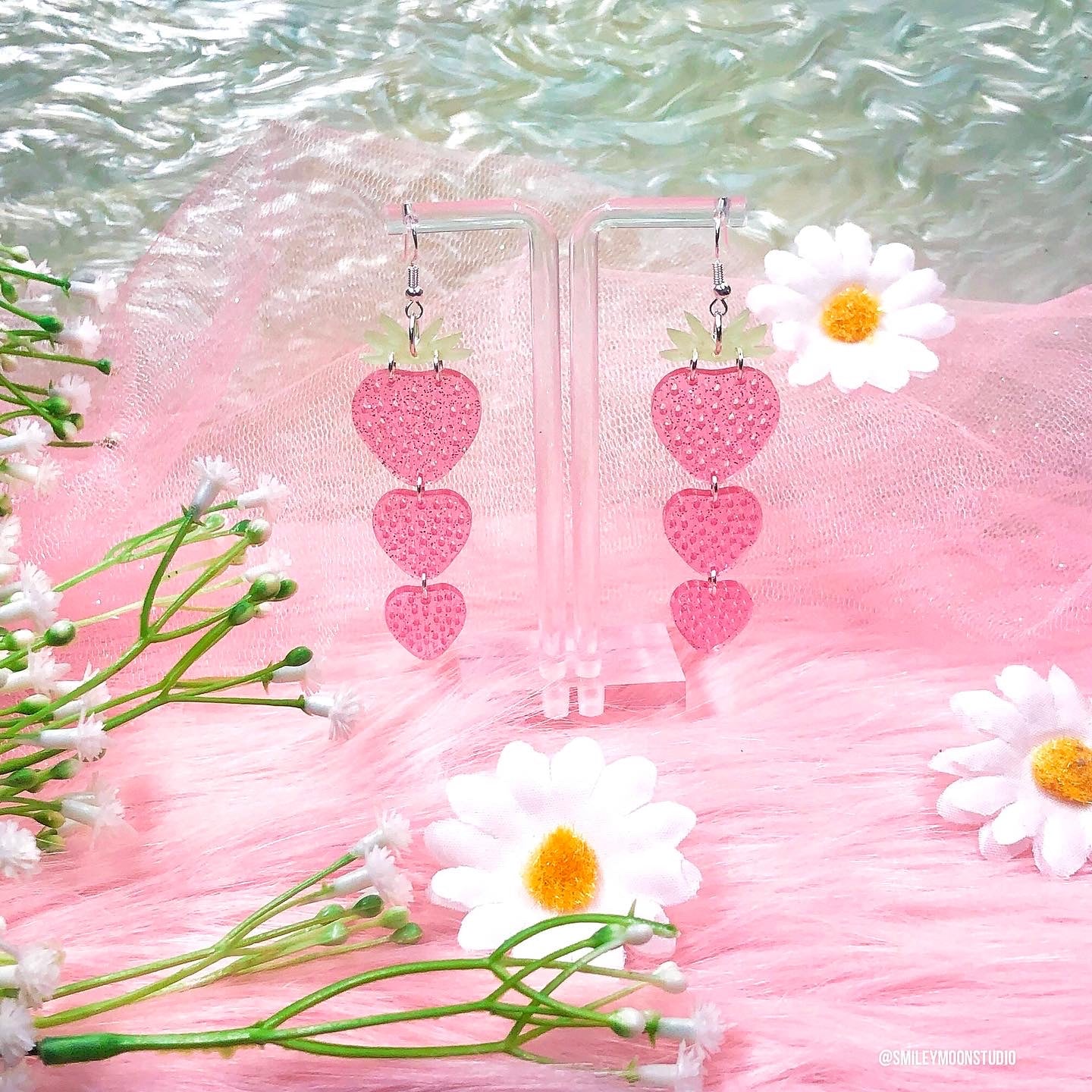 Strawberry Kisses Acrylic Earrings