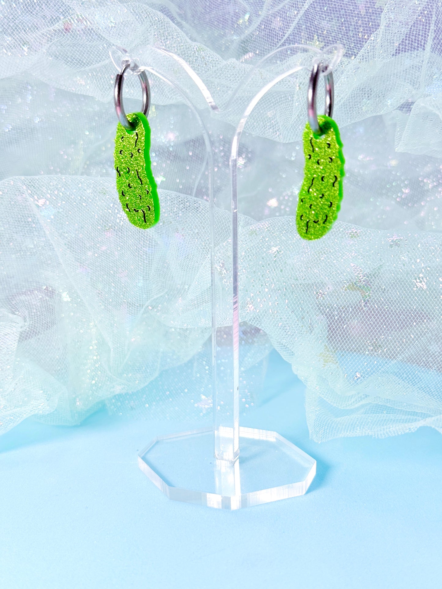 Mini Pickle Acrylic Earrings