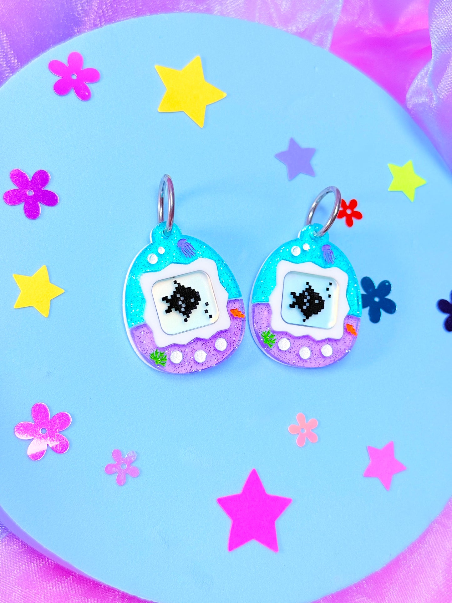 Virtual Pet Fish Acrylic Earrings