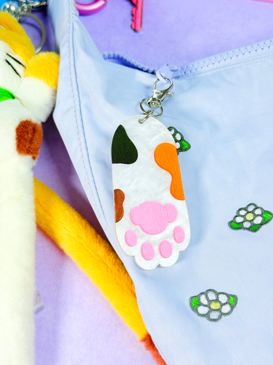 Calico Cat Paw Bag Charm