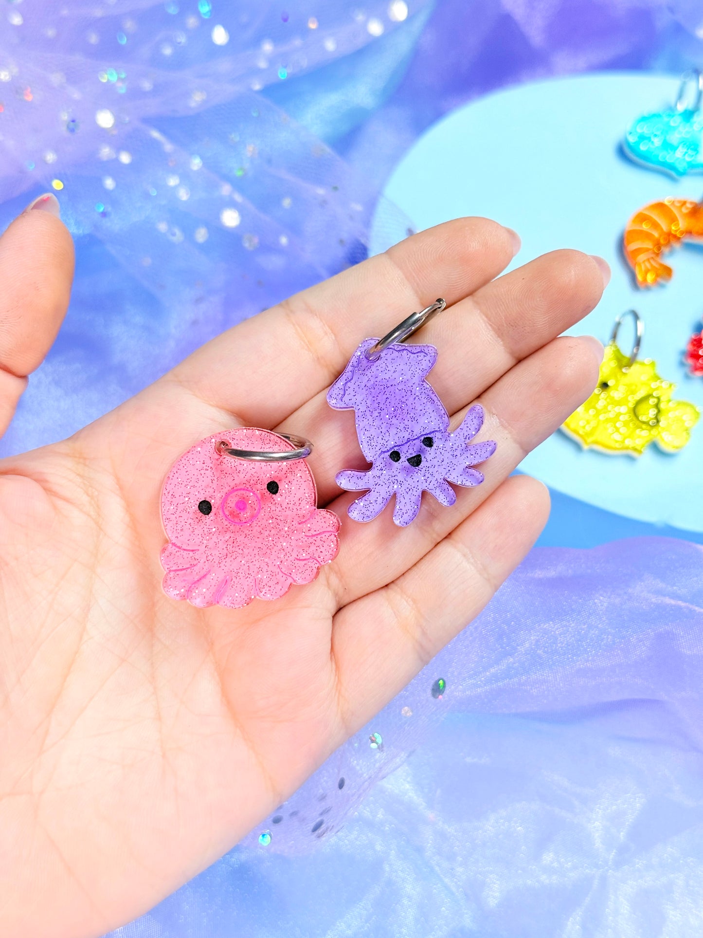 Glitter Jelly Sea Critters! Mix and Match Earrings