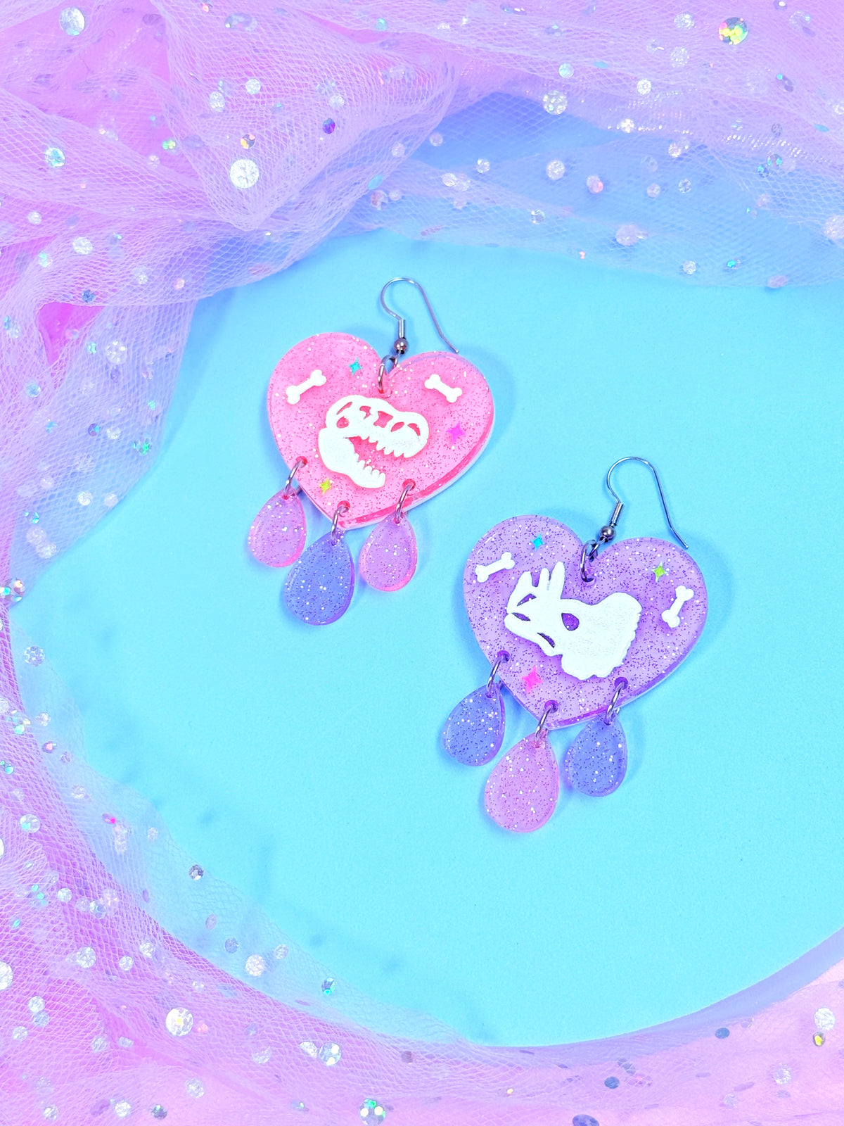 Dino Lover Dangles, Acrylic Earrings