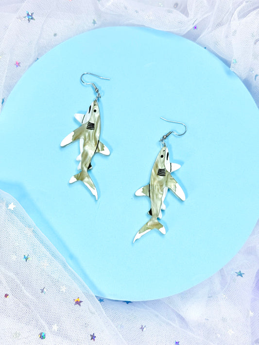 Oceanic Whitetip Shark Acrylic Earrings