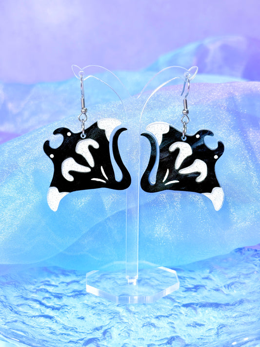 Manta Ray Acrylic Earrings